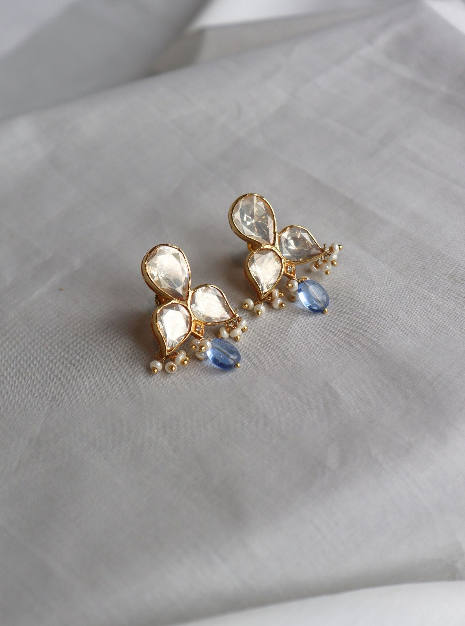 Pure Silver Drishti Blue Earring