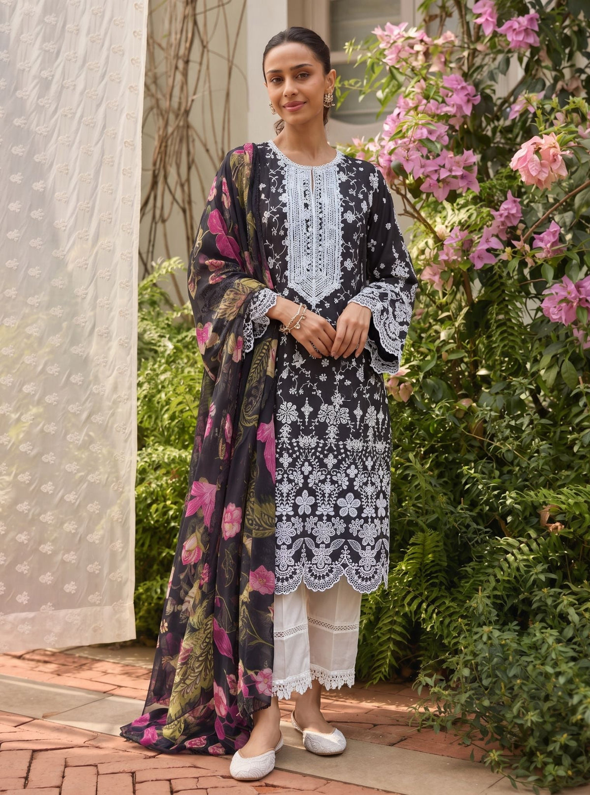 Gauri Supima Cotton Black Kurta Set