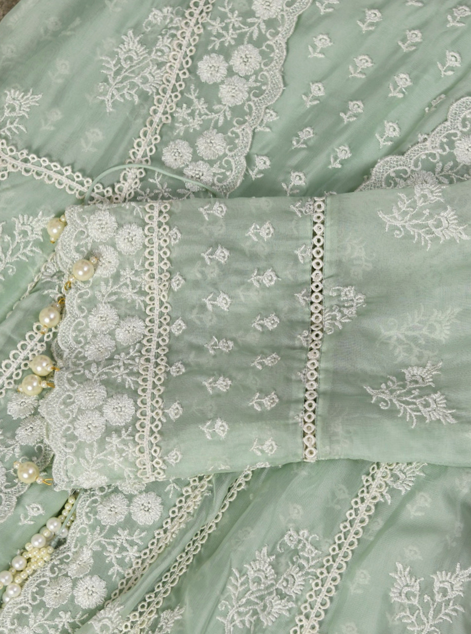 Mulmul Organza Aberdeen Anarkali Kurta with Organza Jacket