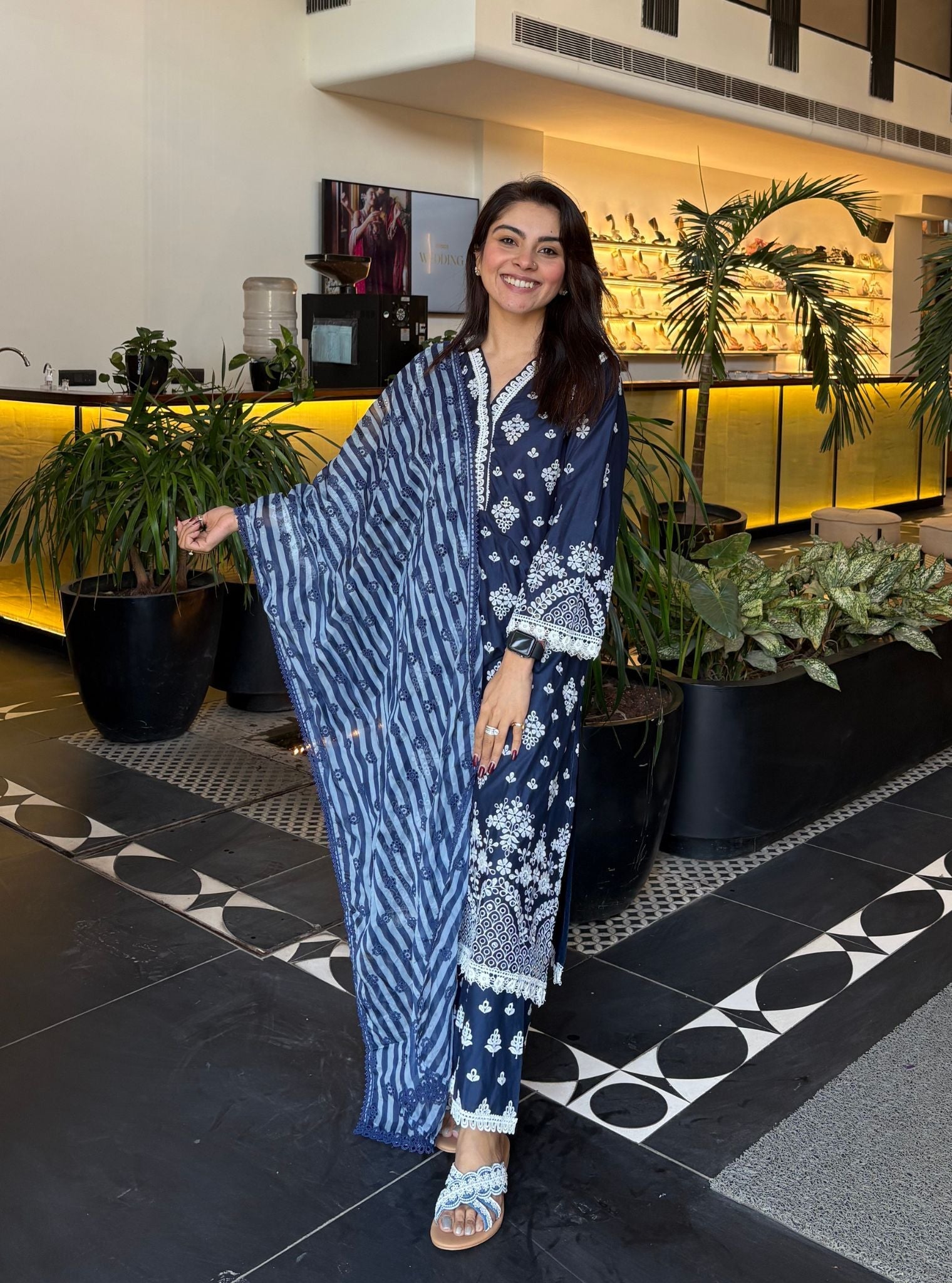 Peehu Supima Cotton Navy Kurta Set