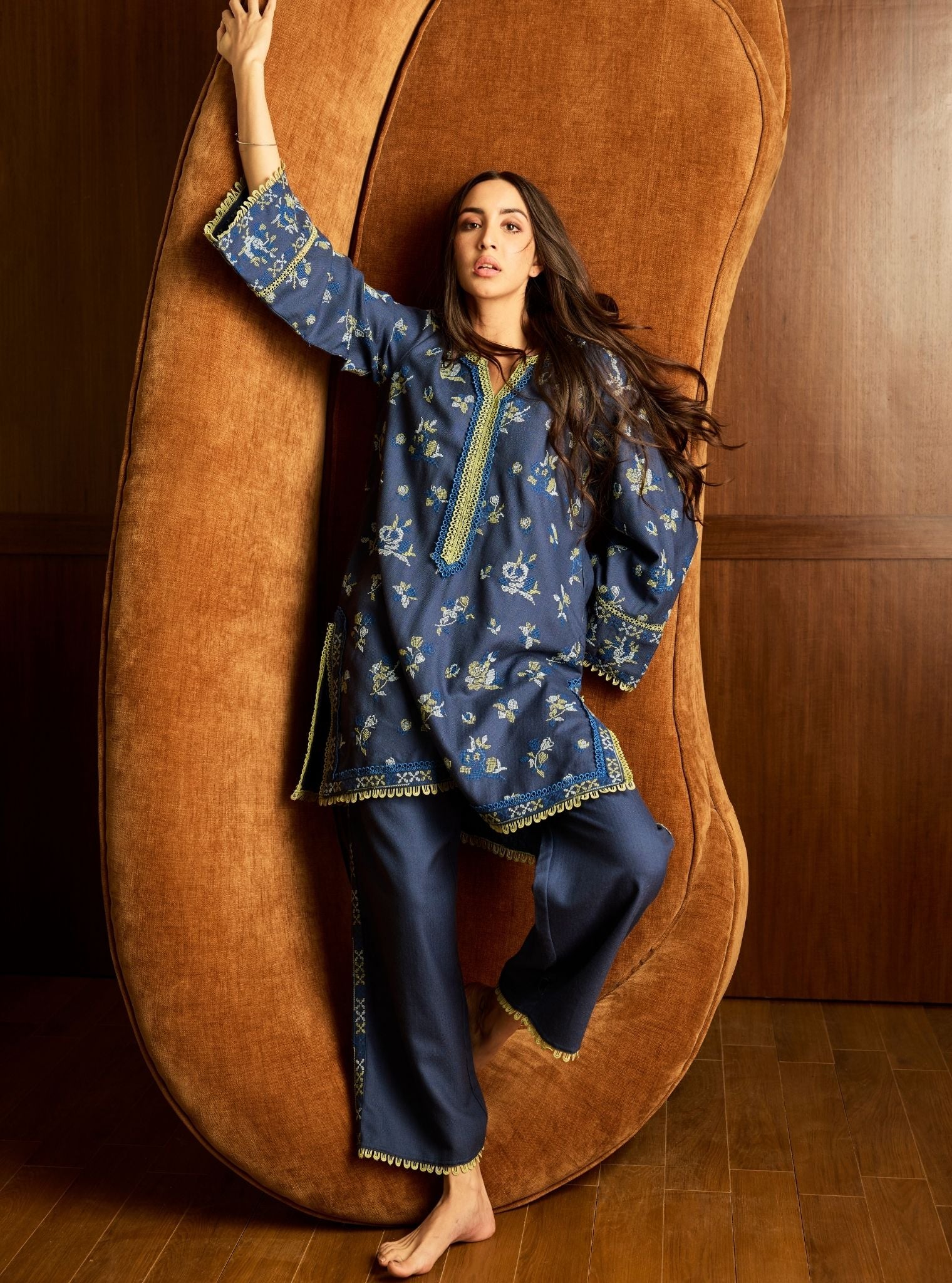 Lottie Wool Navy Kurta Set