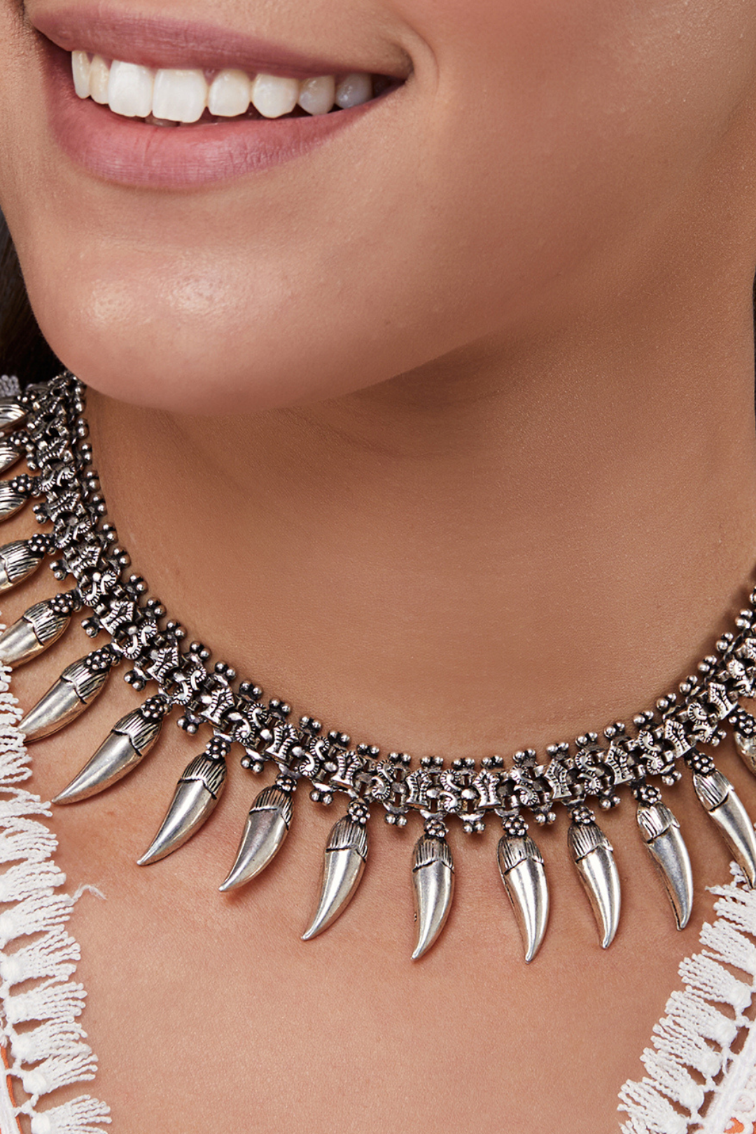 Pure Silver Apsara Choker