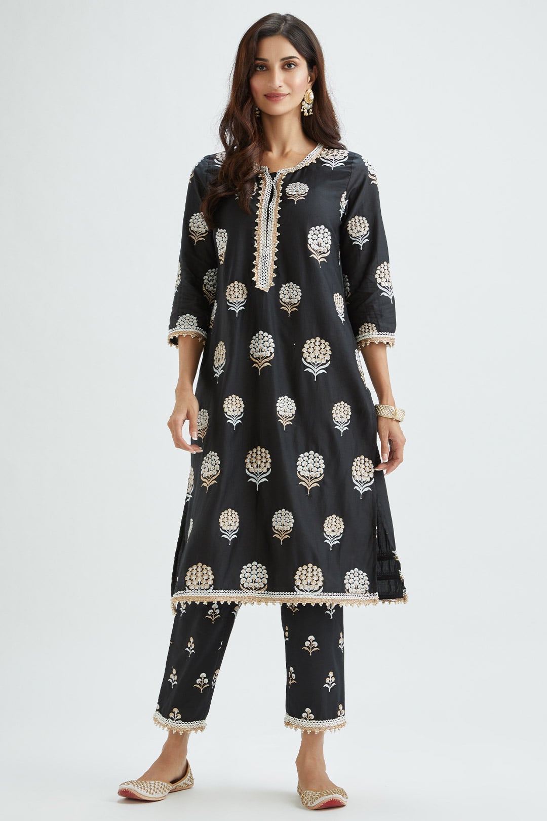 Amira Supima Satin Black Kurta Set