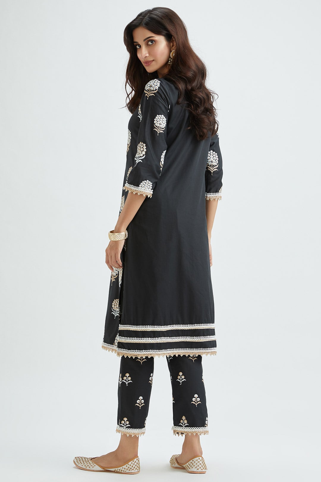 Amira Supima Satin Black Kurta Set