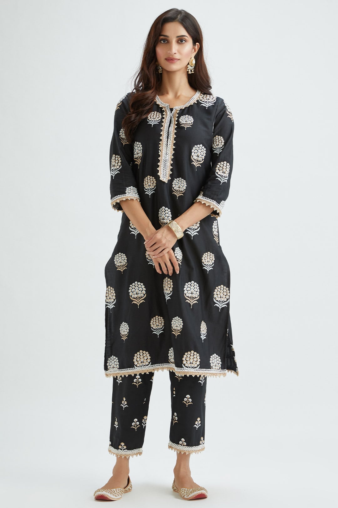 Amira Supima Satin Black Kurta Set