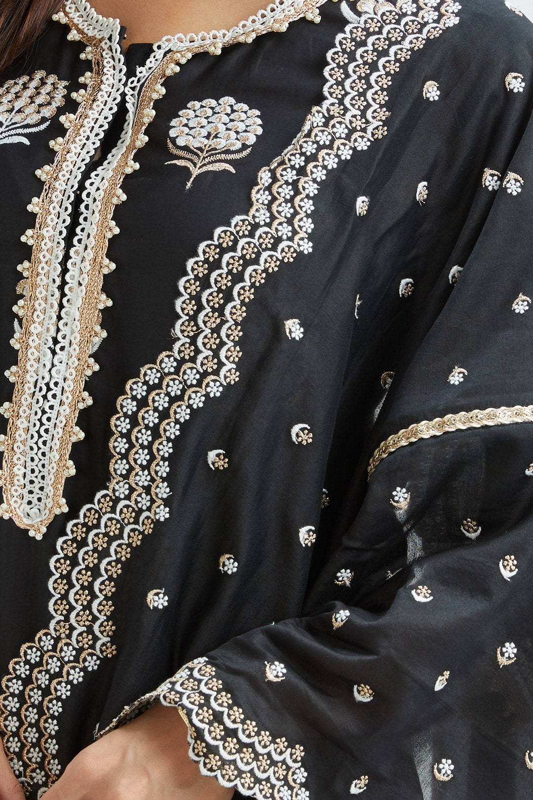 Amira Supima Satin Black Kurta Set