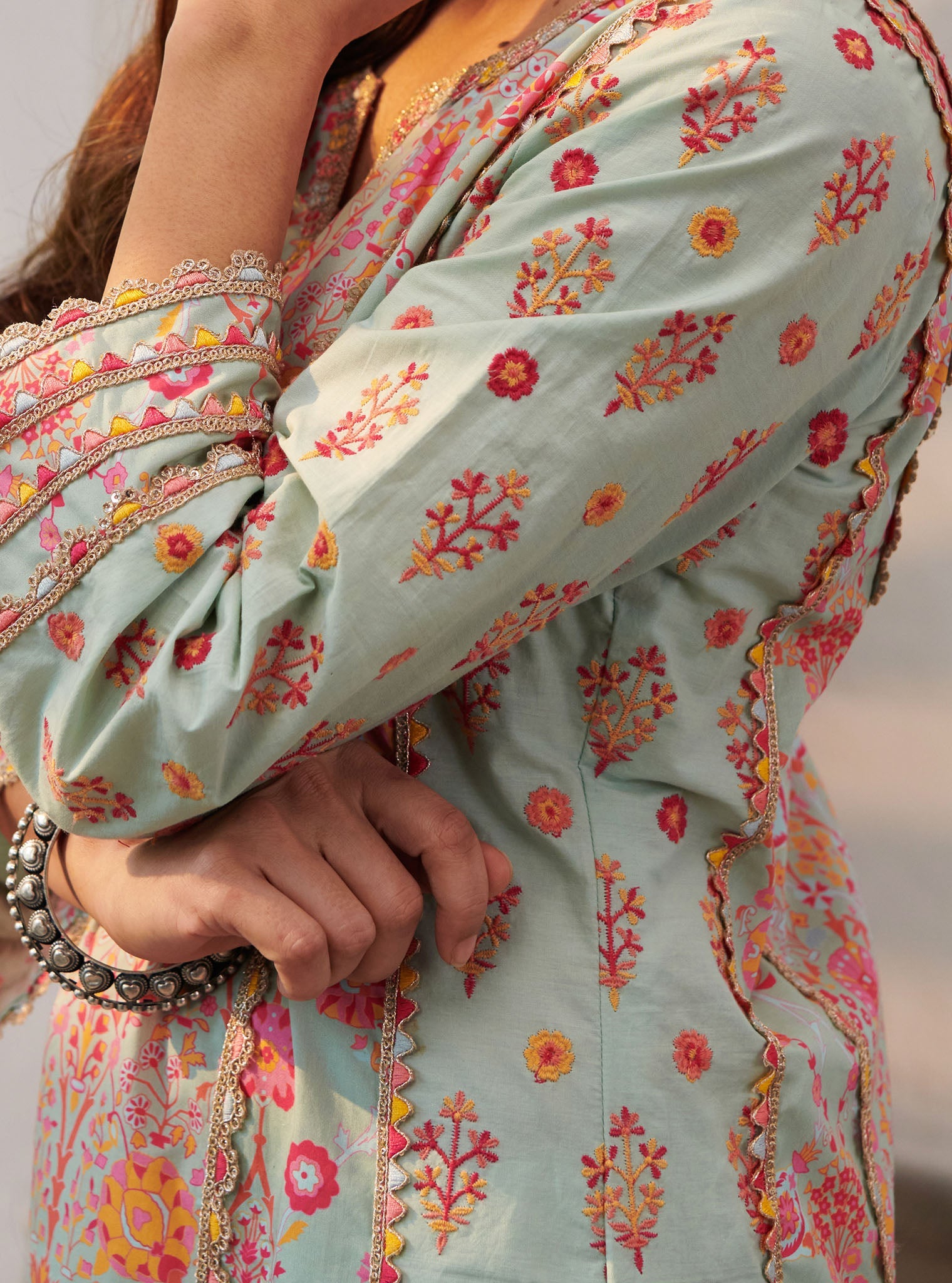 Mulmul Supima Cotton Avery Green Kurta