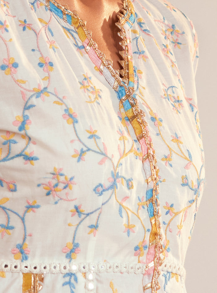 Mulmul Supima Cotton Ayla Anarkali Off White Kurta