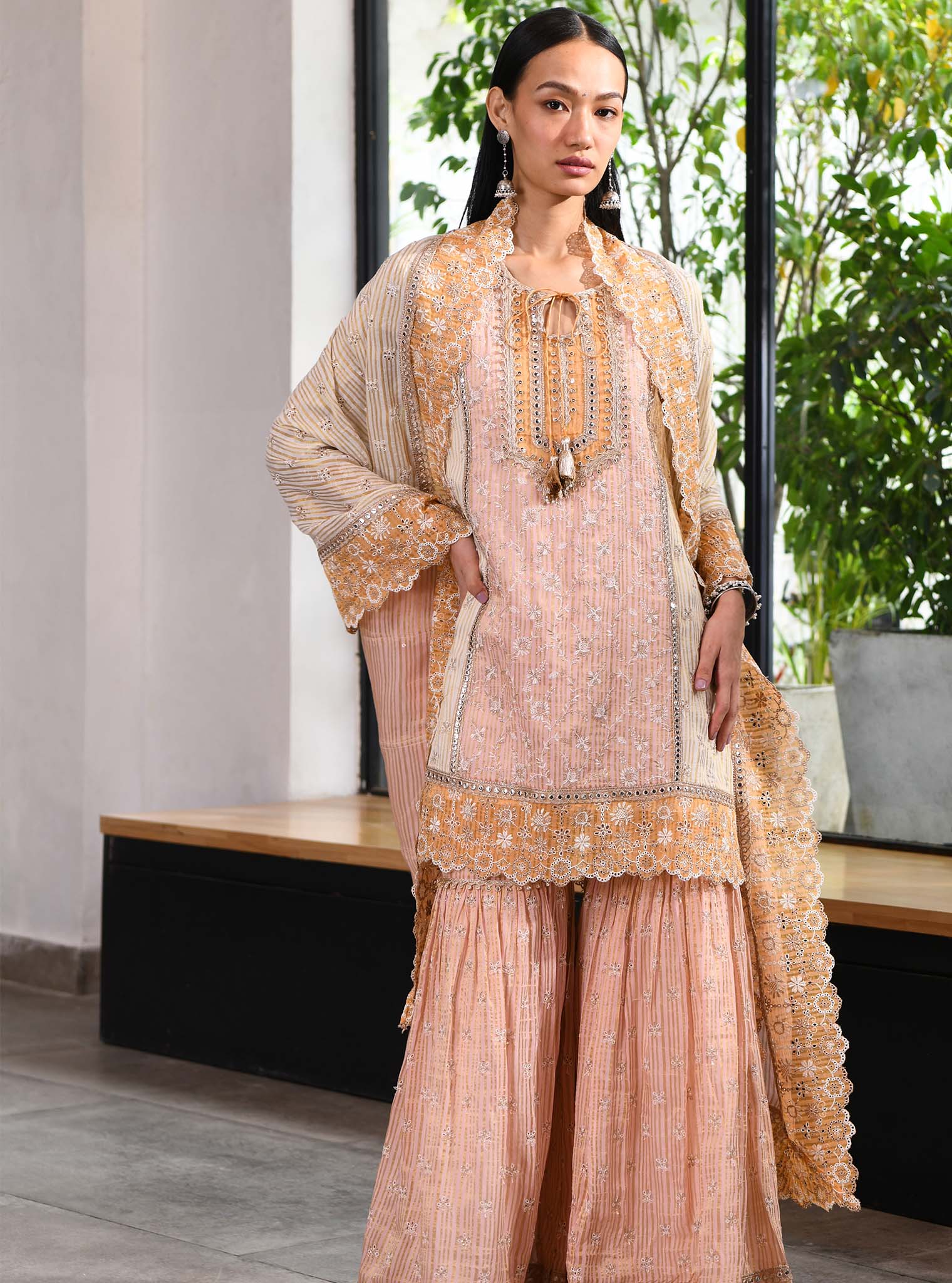 Mulmul Banarsi Birchin Pink Kurta