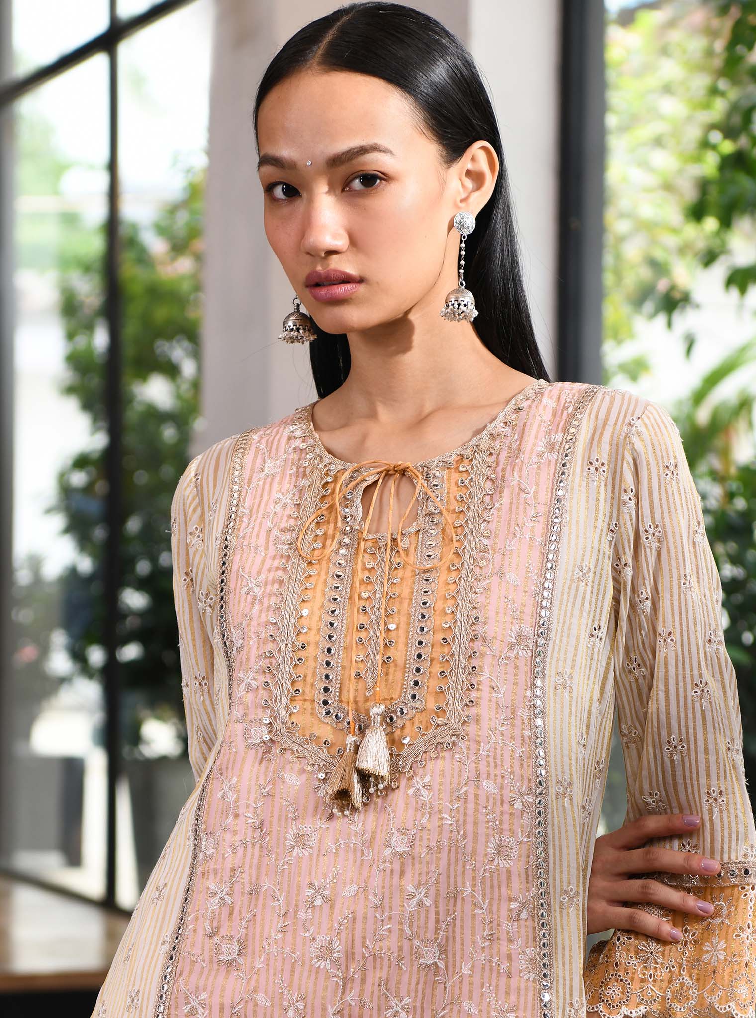 Mulmul Banarsi Birchin Pink Kurta