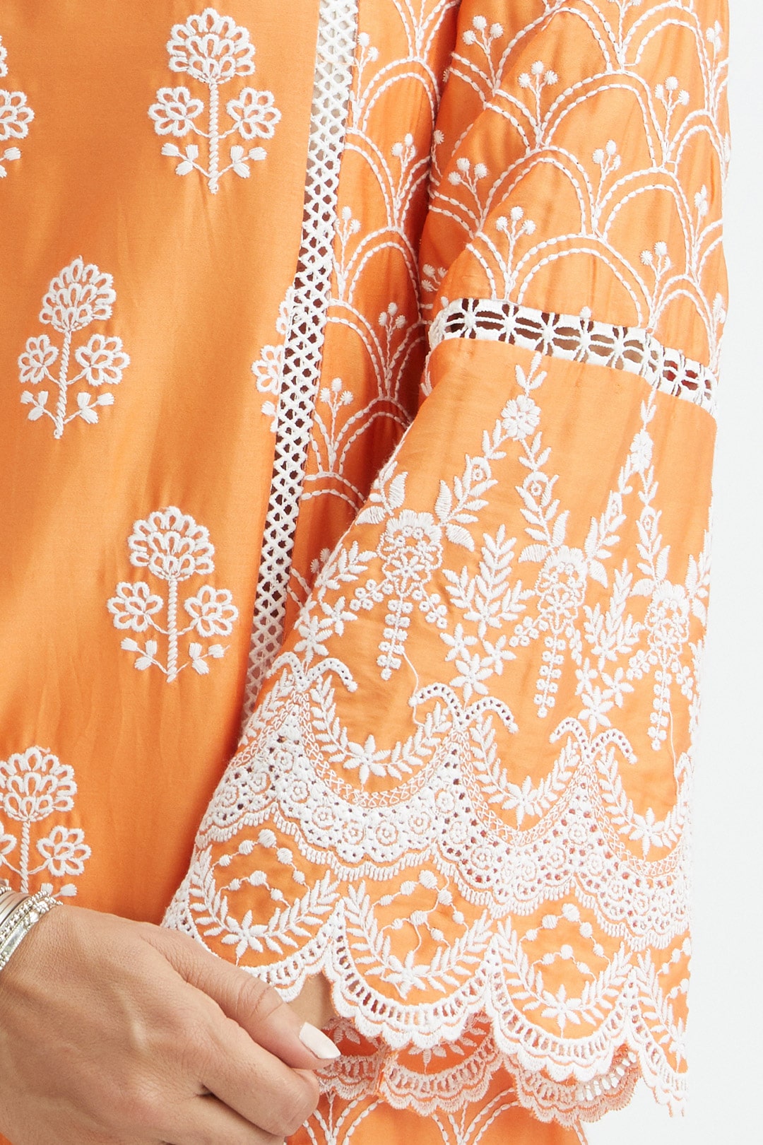 Mulmul Supima Satin Blair Orange Kurta