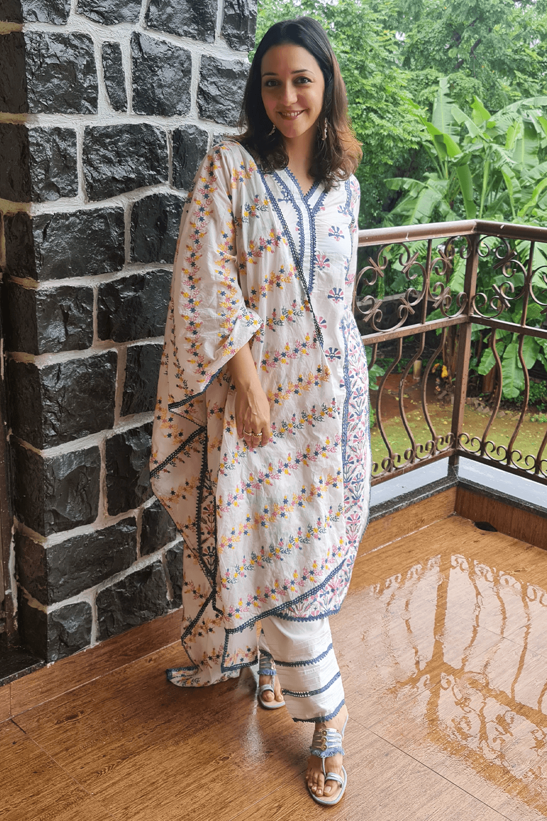 Mulmul Supima Cotton Caprice White Kurta