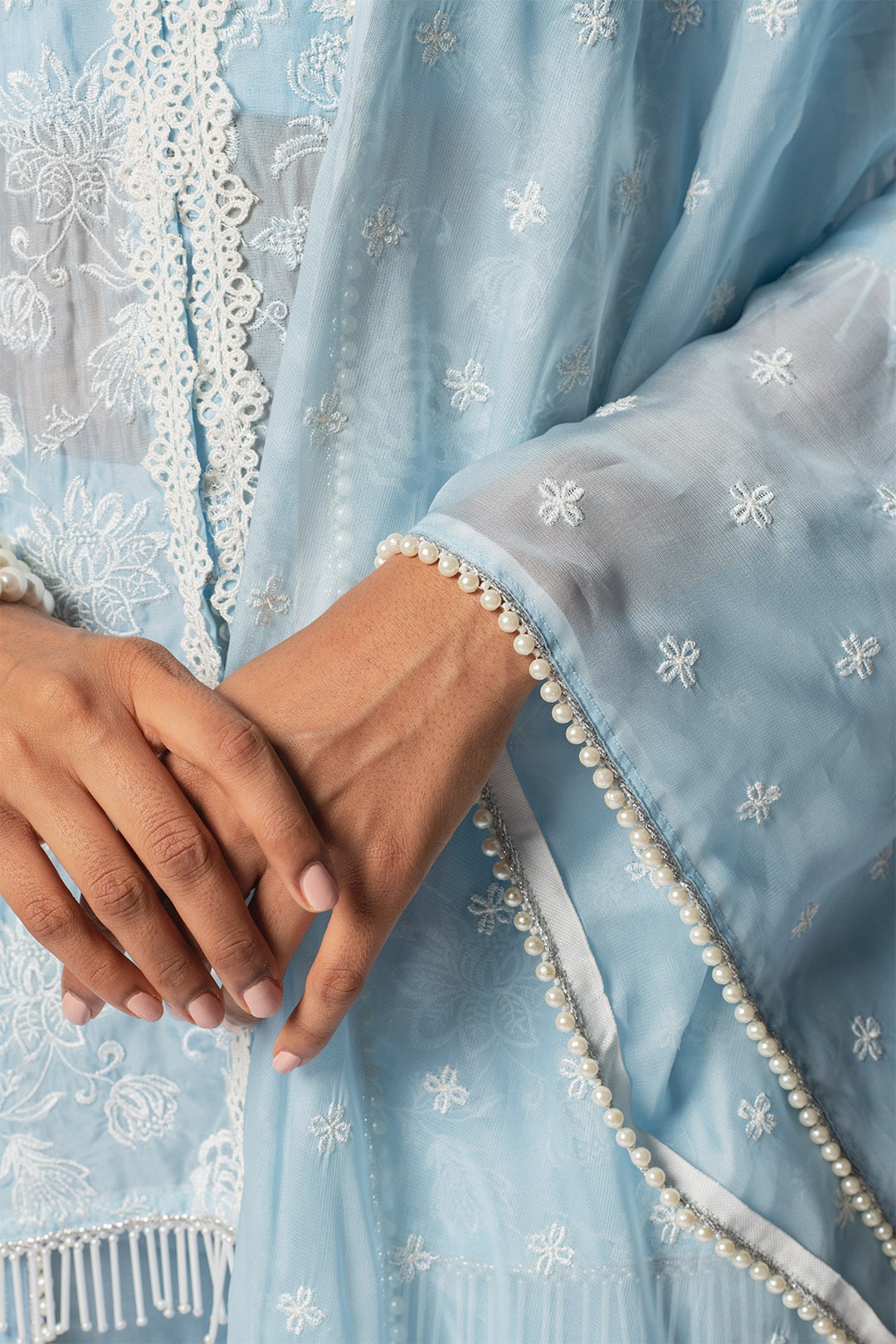 Mulmul Tencel Luxe Organza Cora Blue Dupatta