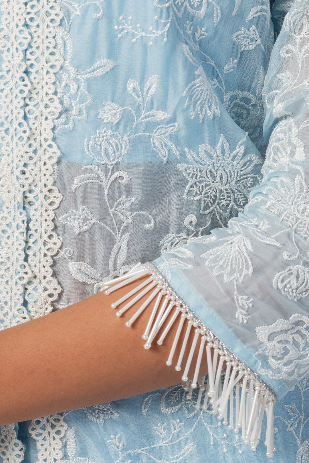 Mulmul Tencel Luxe Organza Cora Blue Dupatta