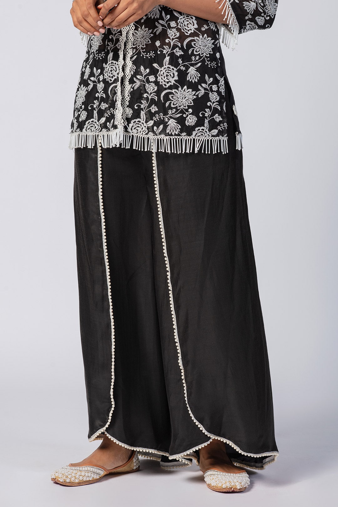 Mulmul Organza Claire Black Dhoti Pant