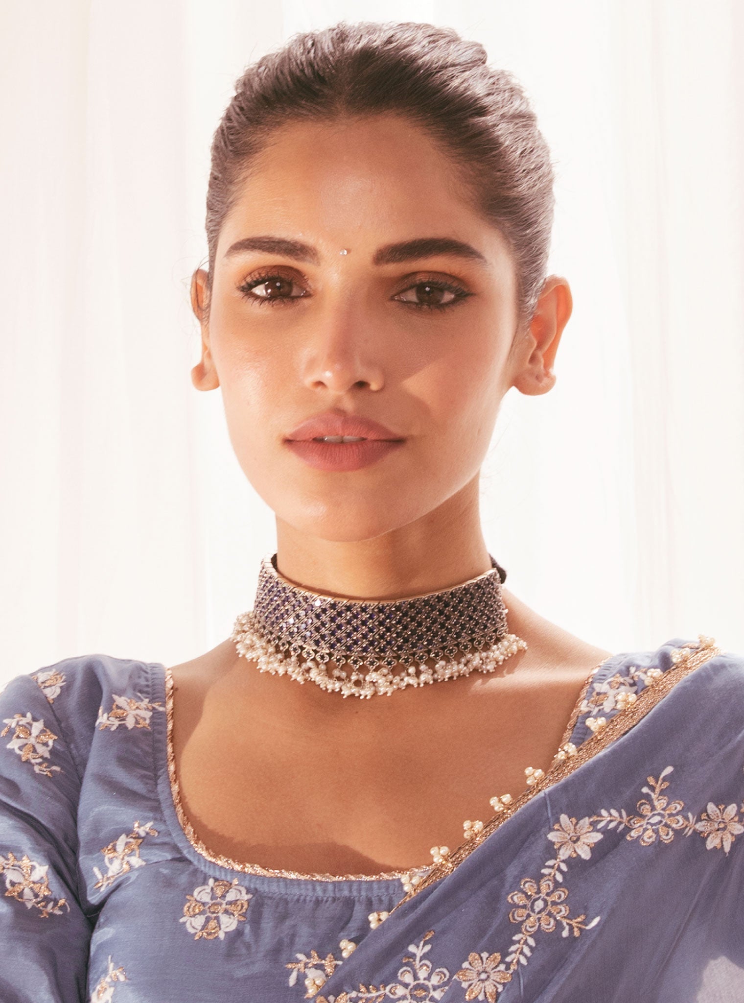 Pure Silver Cobalt Blue Choker