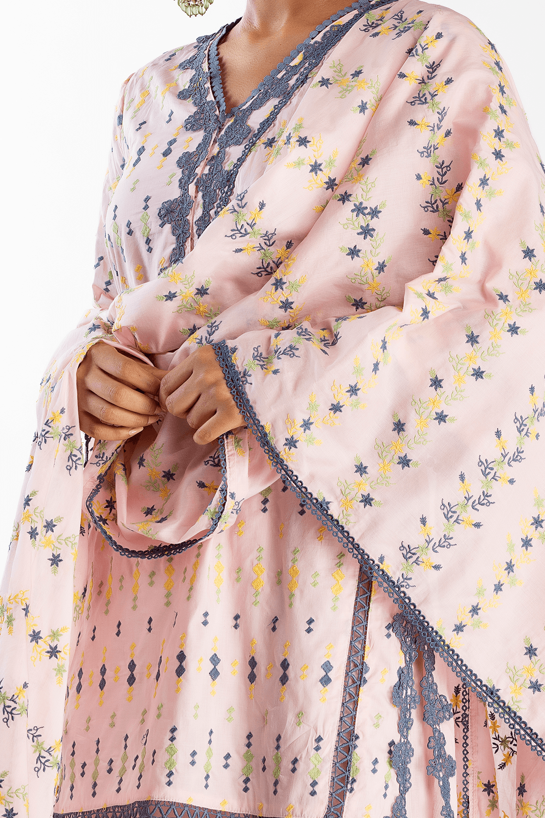 Mulmul Supima Cotton Botanica Pink Dupatta