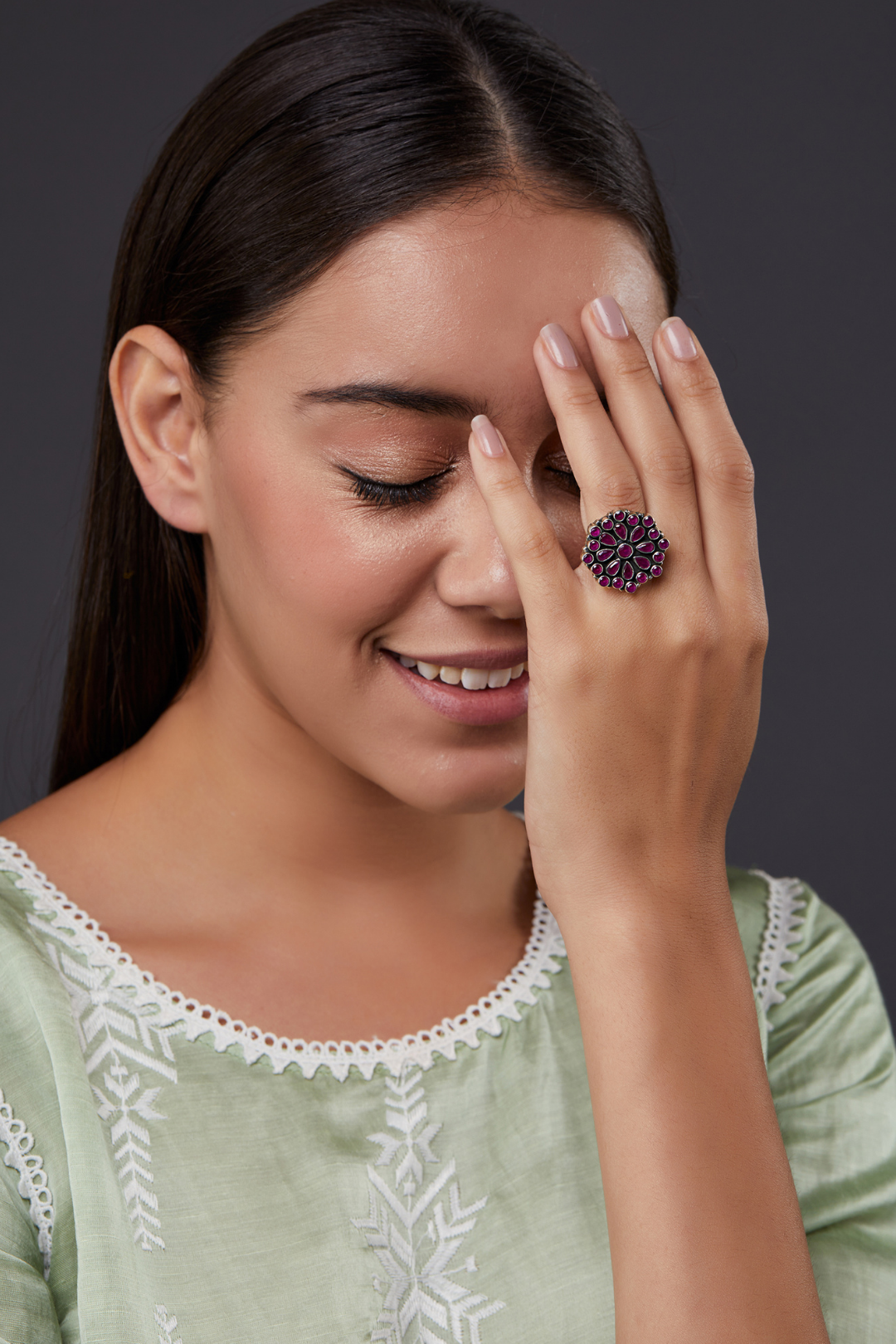 Pure Silver Dahila Ring