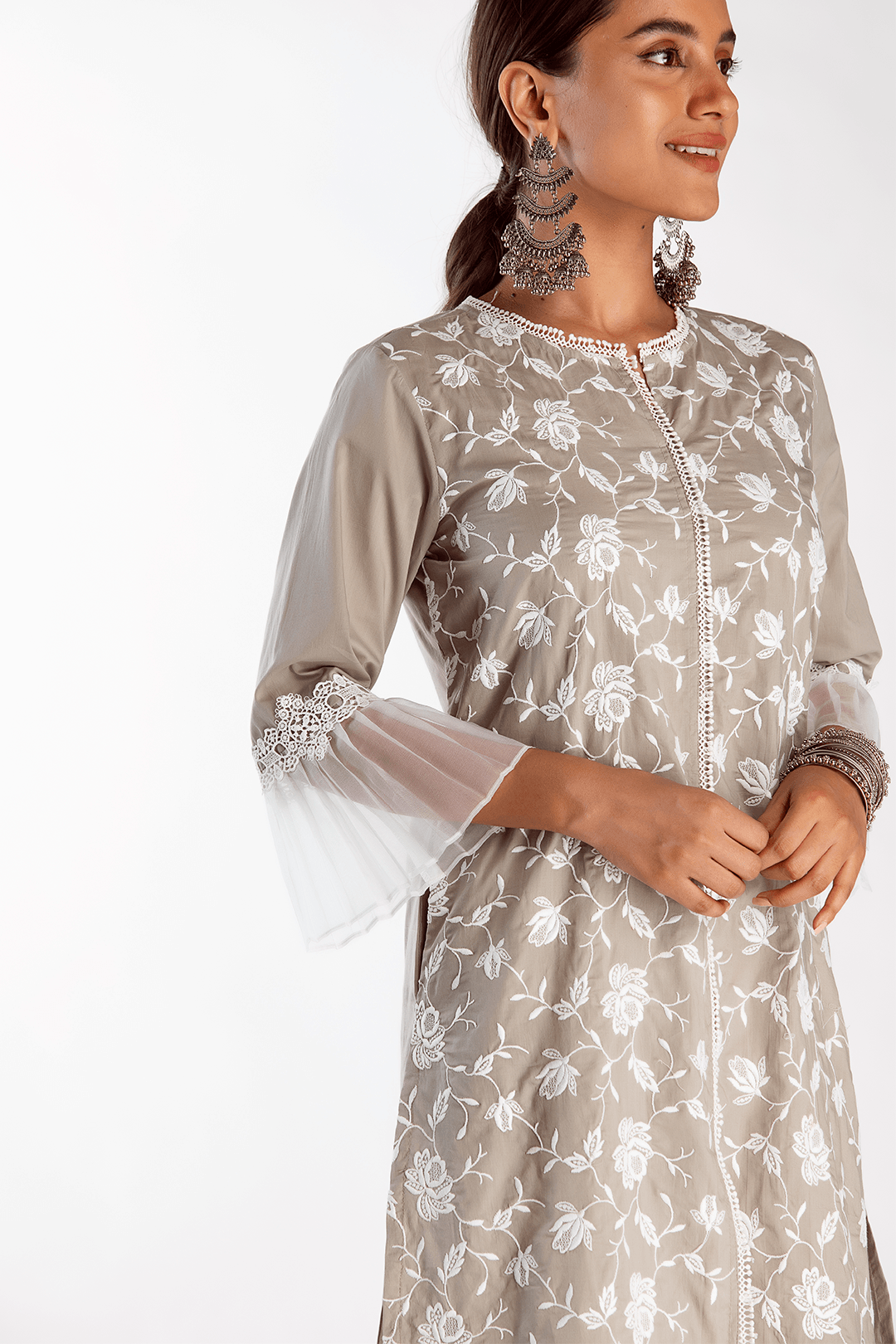 Mulmul Supima Cotton Dusk Grey Kurta