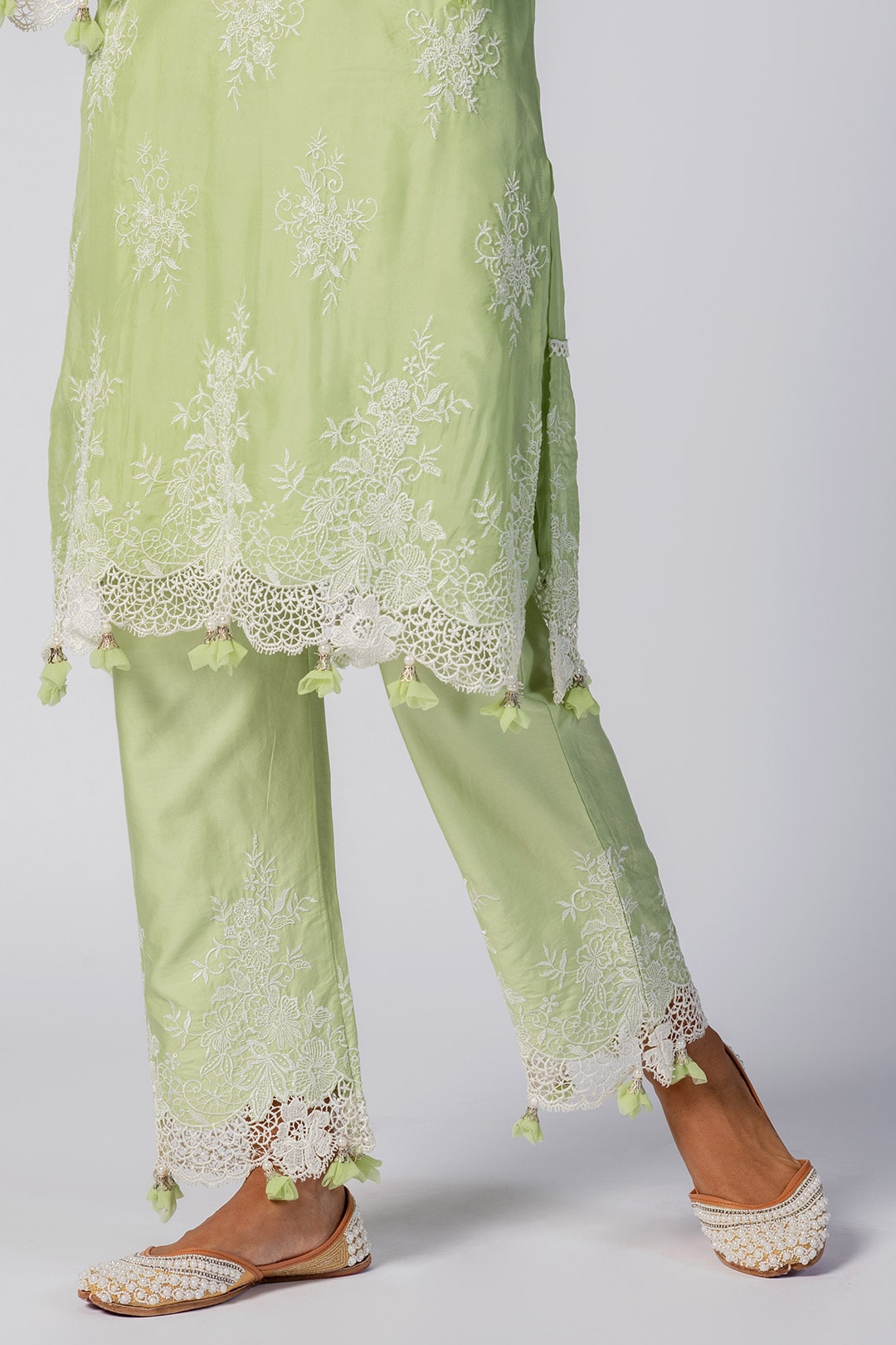 Mulmul Organza Eden Green Pant