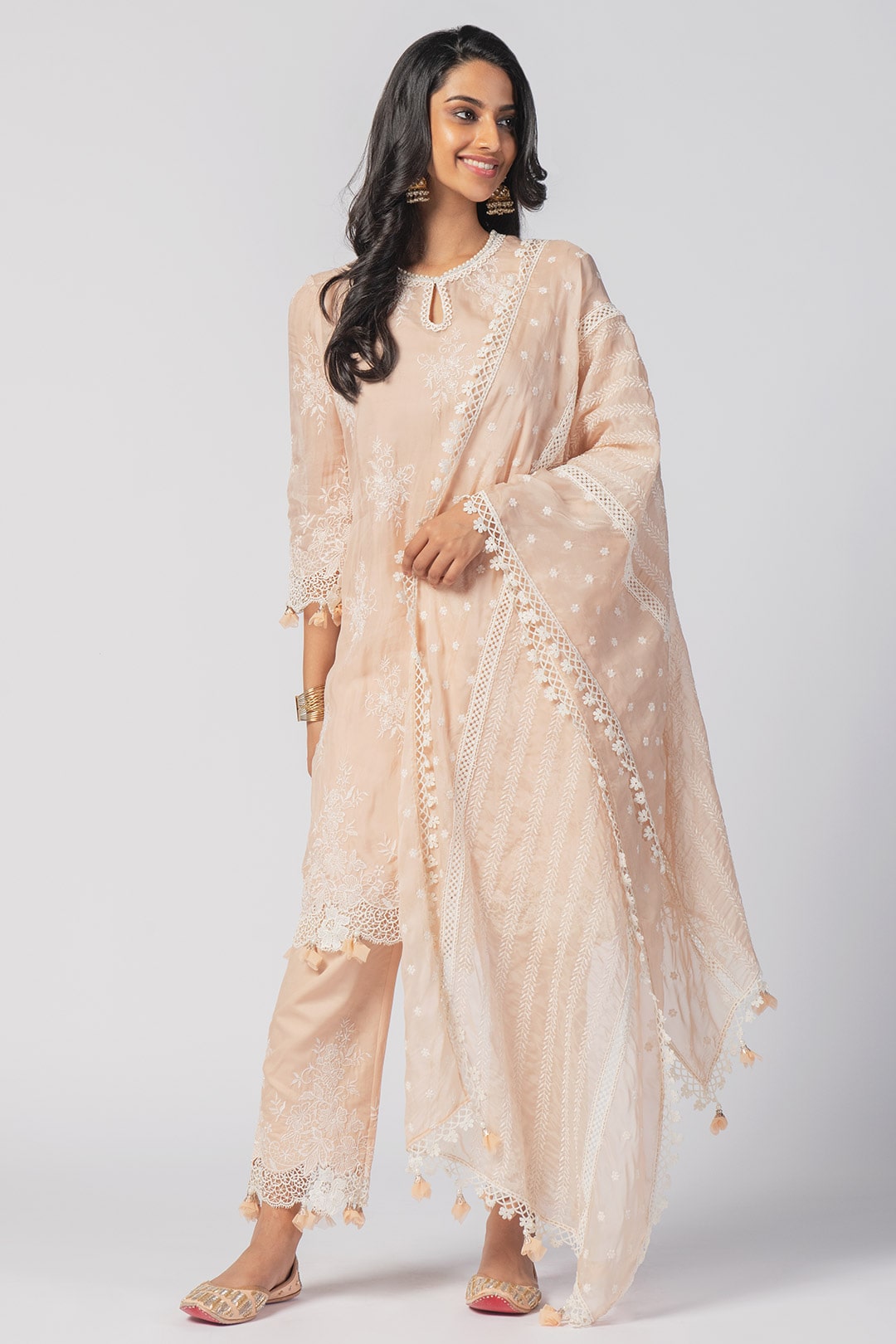 Mulmul Tencel Luxe Organza Cherie Beige Dupatta