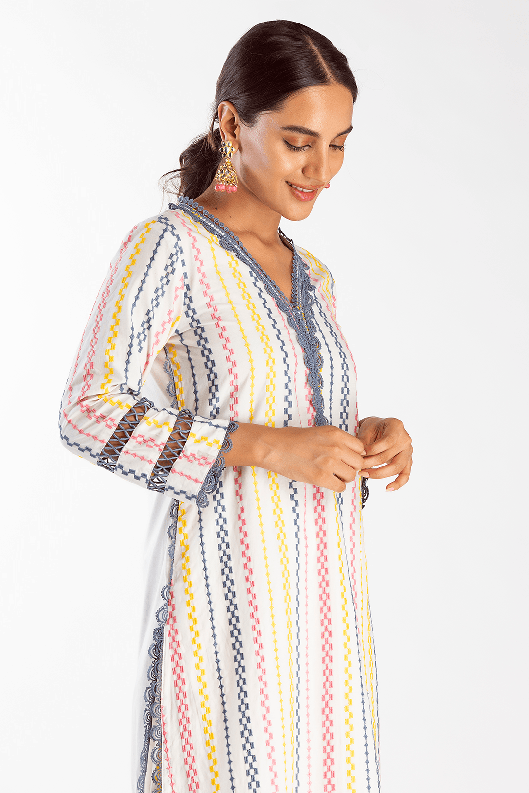 Mulmul Supima Cotton Eva White Kurta