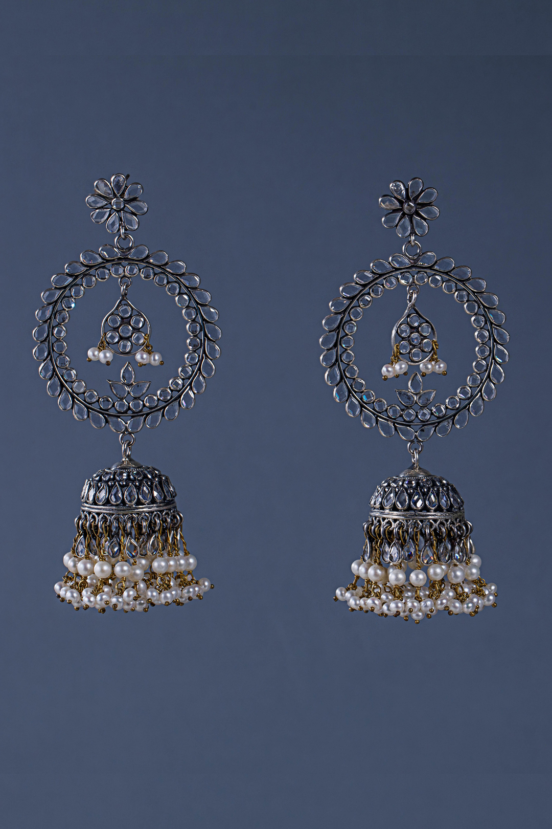 Pure Silver Floral Glass Mihira Danglers