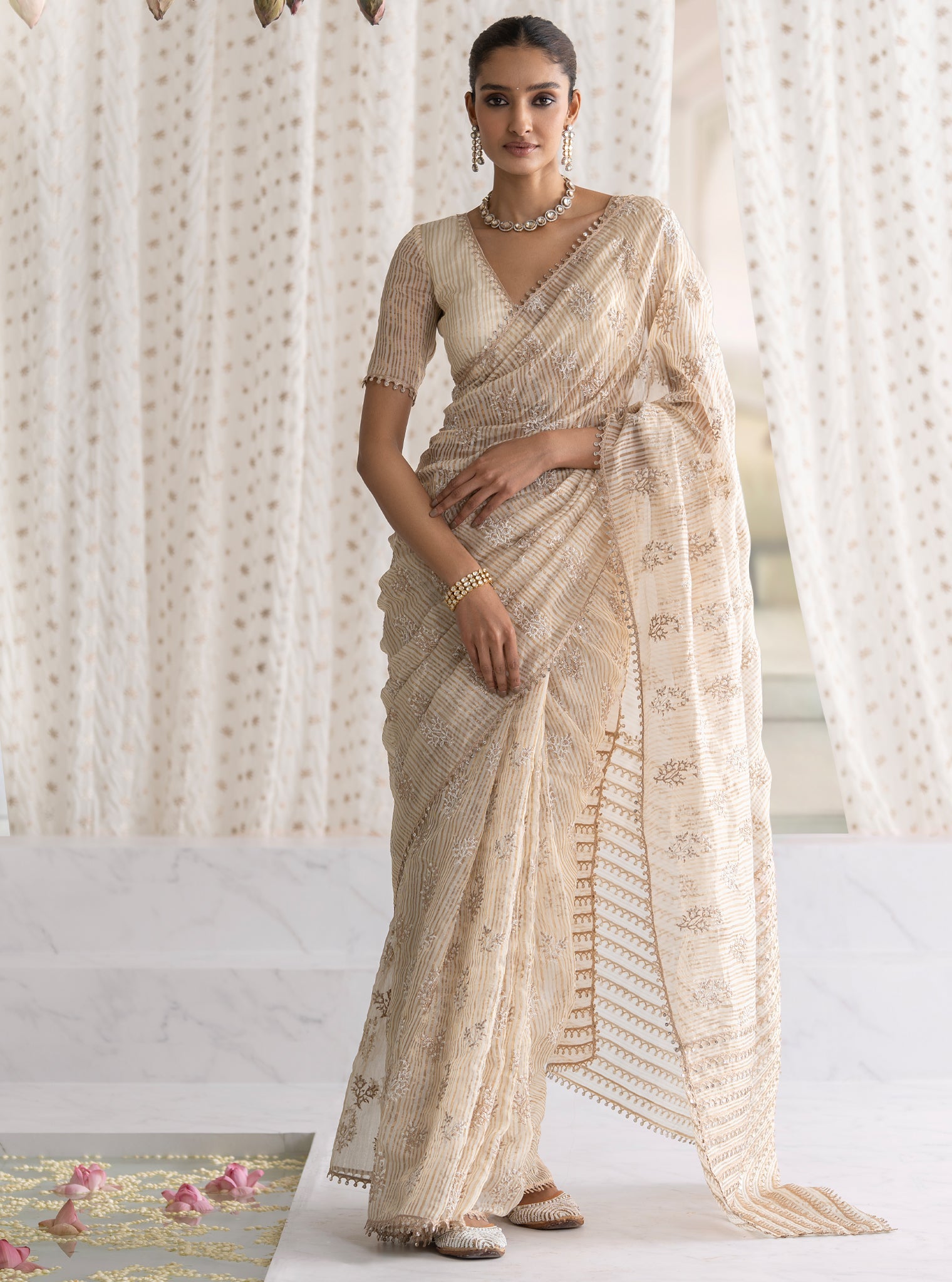 Gulbahar Banarsi Off White Saree