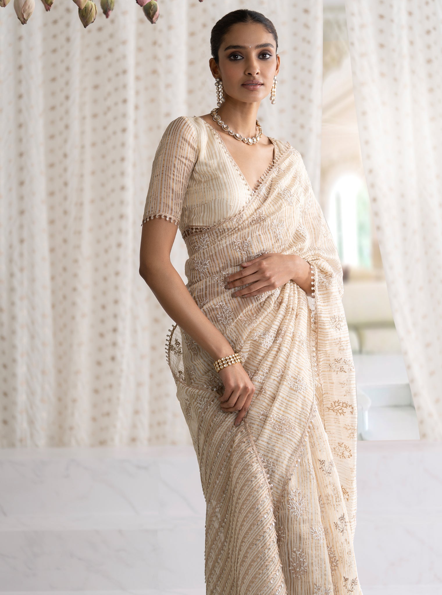 Gulbahar Banarsi Off White Saree