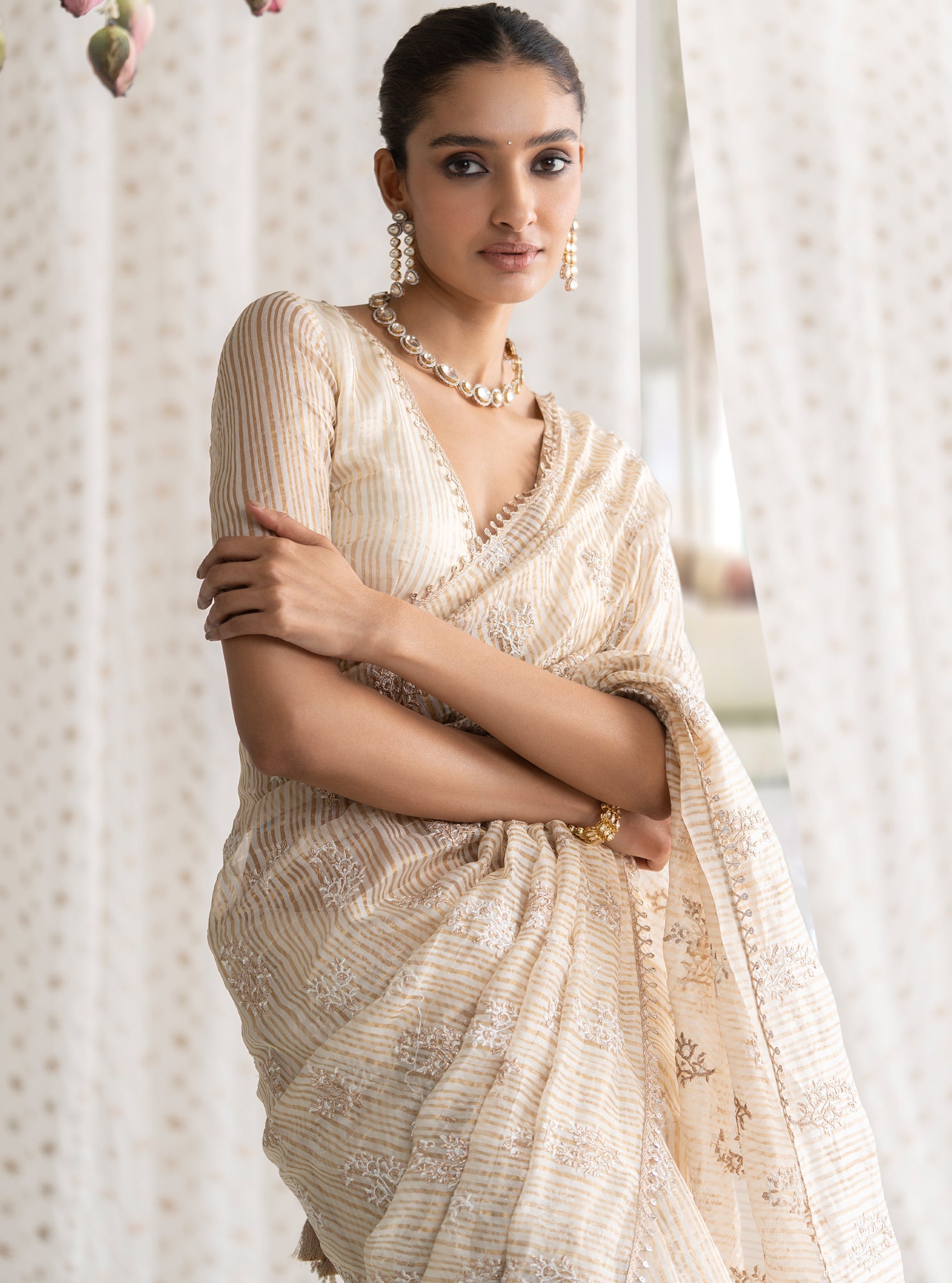 Gulbahar Banarsi Off White Saree