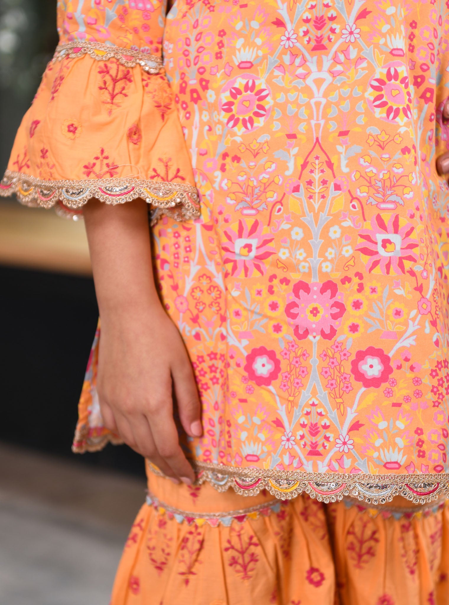 Mulmul Orange Supima Cotton Grace Kurta