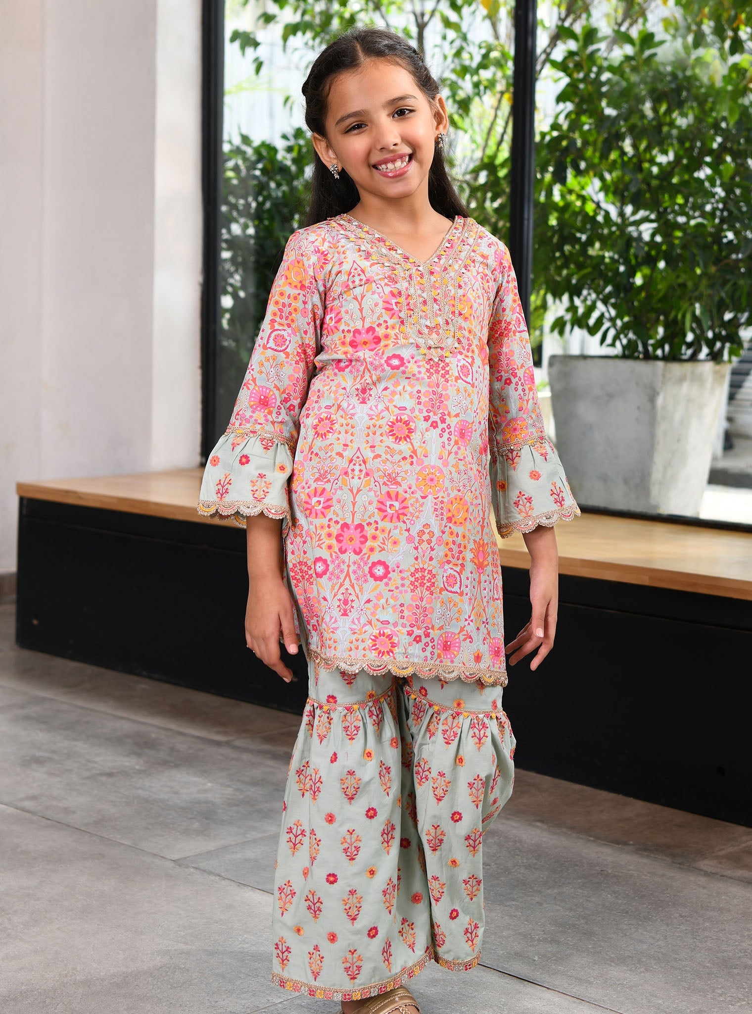 Mulmul Green Supima Cotton Grace Kurta