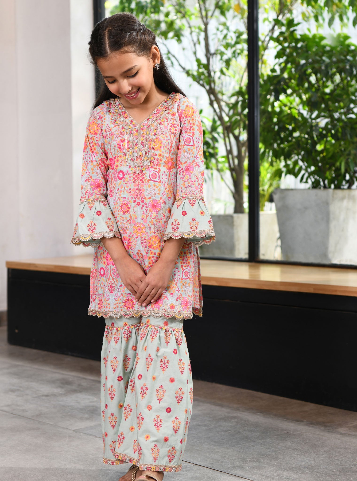 Mulmul Green Supima Cotton Grace Garara