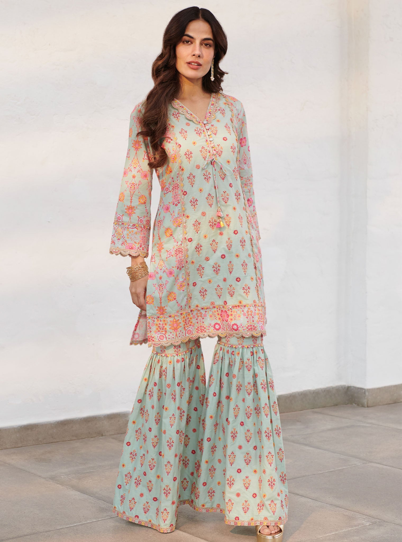 Mulmul Supima Cotton Harper Green Sharara