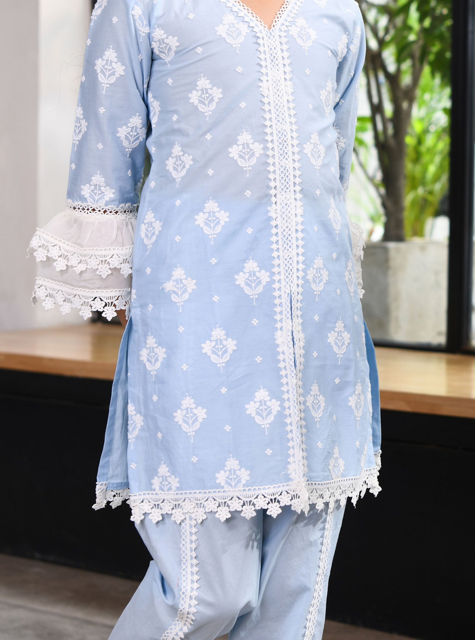 Mulmul Blue Supima Cotton Hope Kurta