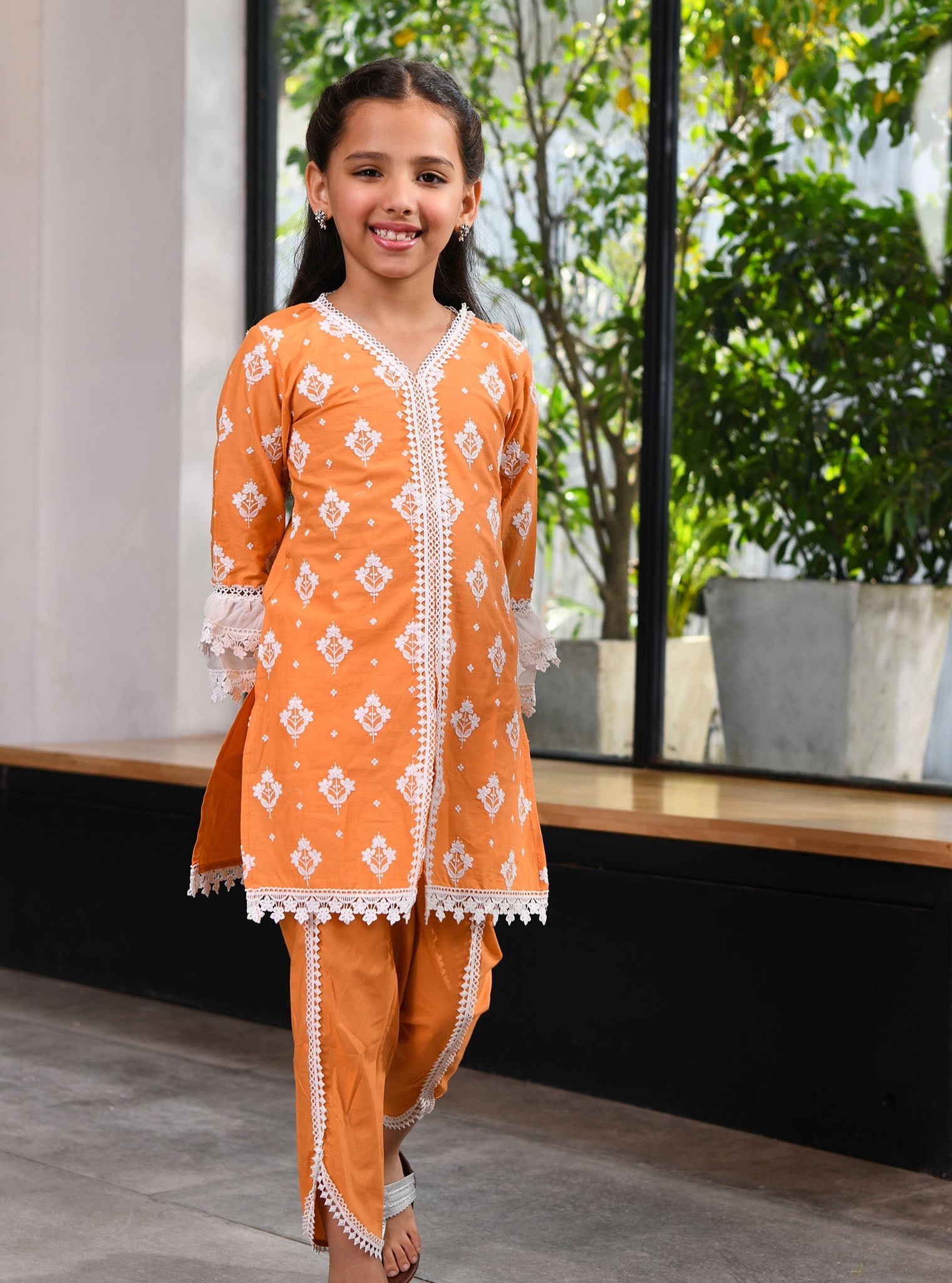 Mulmul Orange Supima Cotton Hope Kurta