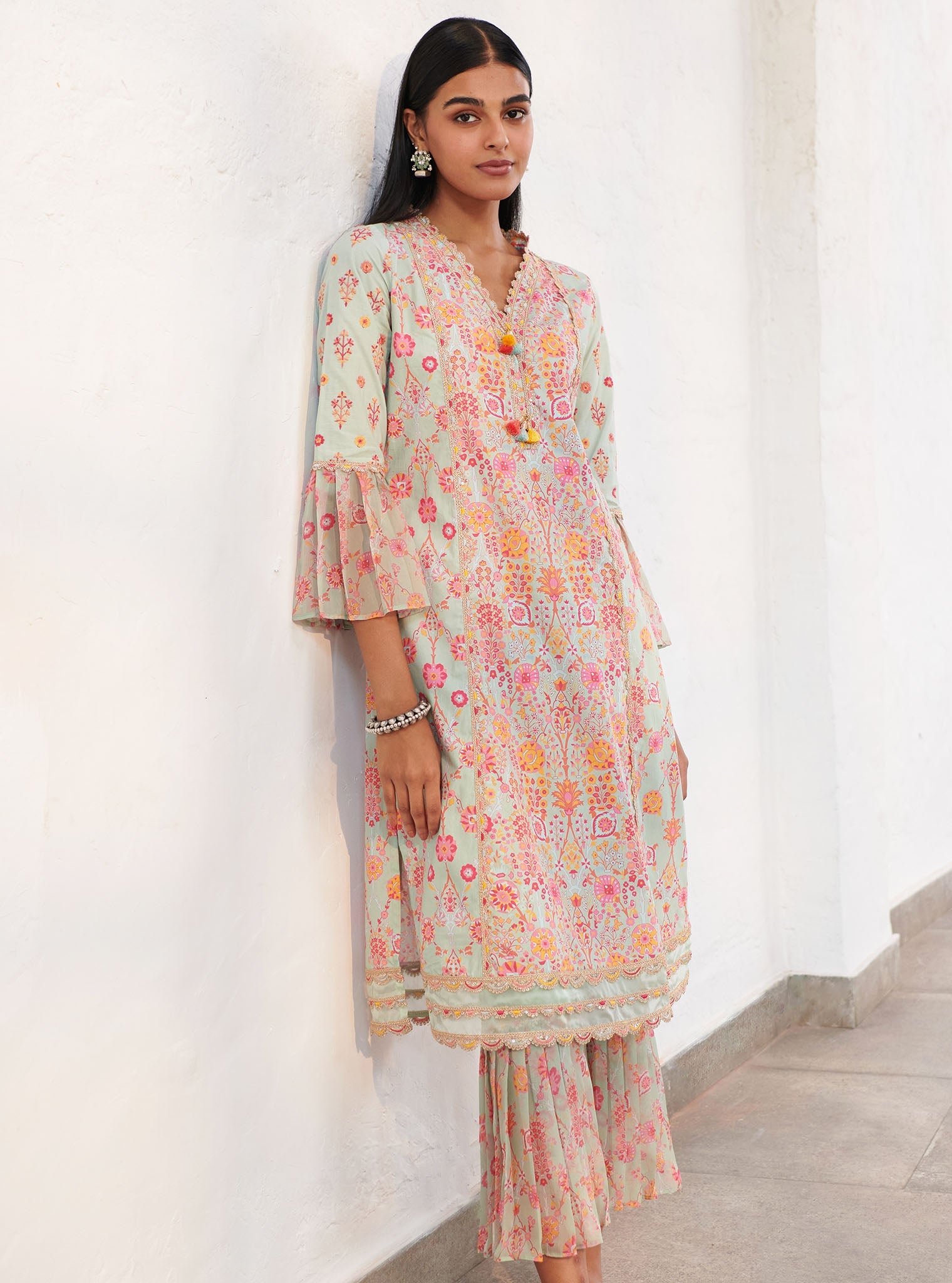 Mulmul Supima Cotton Isla Green Kurta