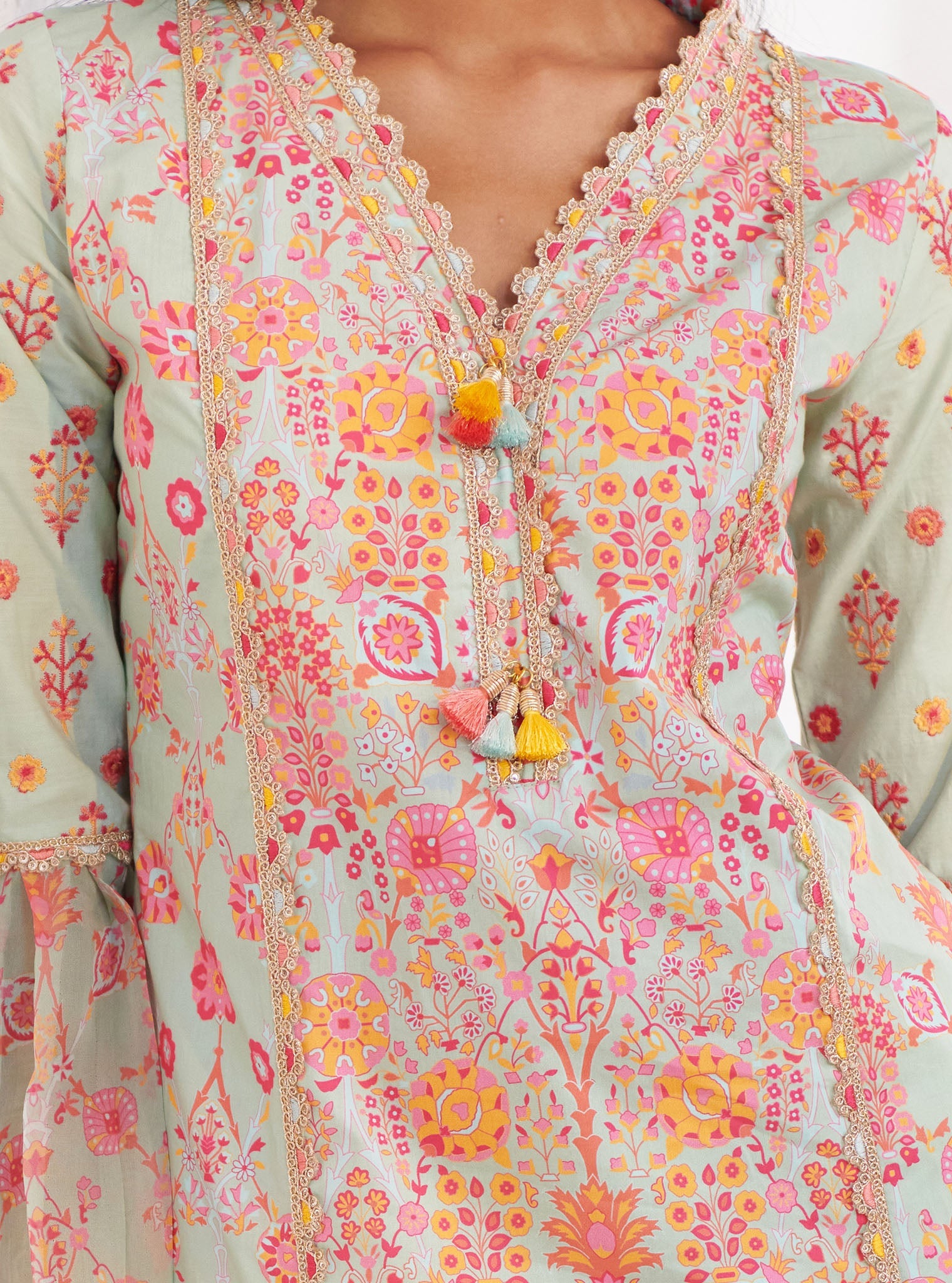 Mulmul Supima Cotton Isla Green Kurta