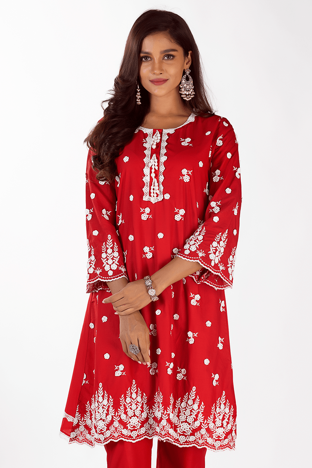Mulmul Supima Cotton Jade Red kurta