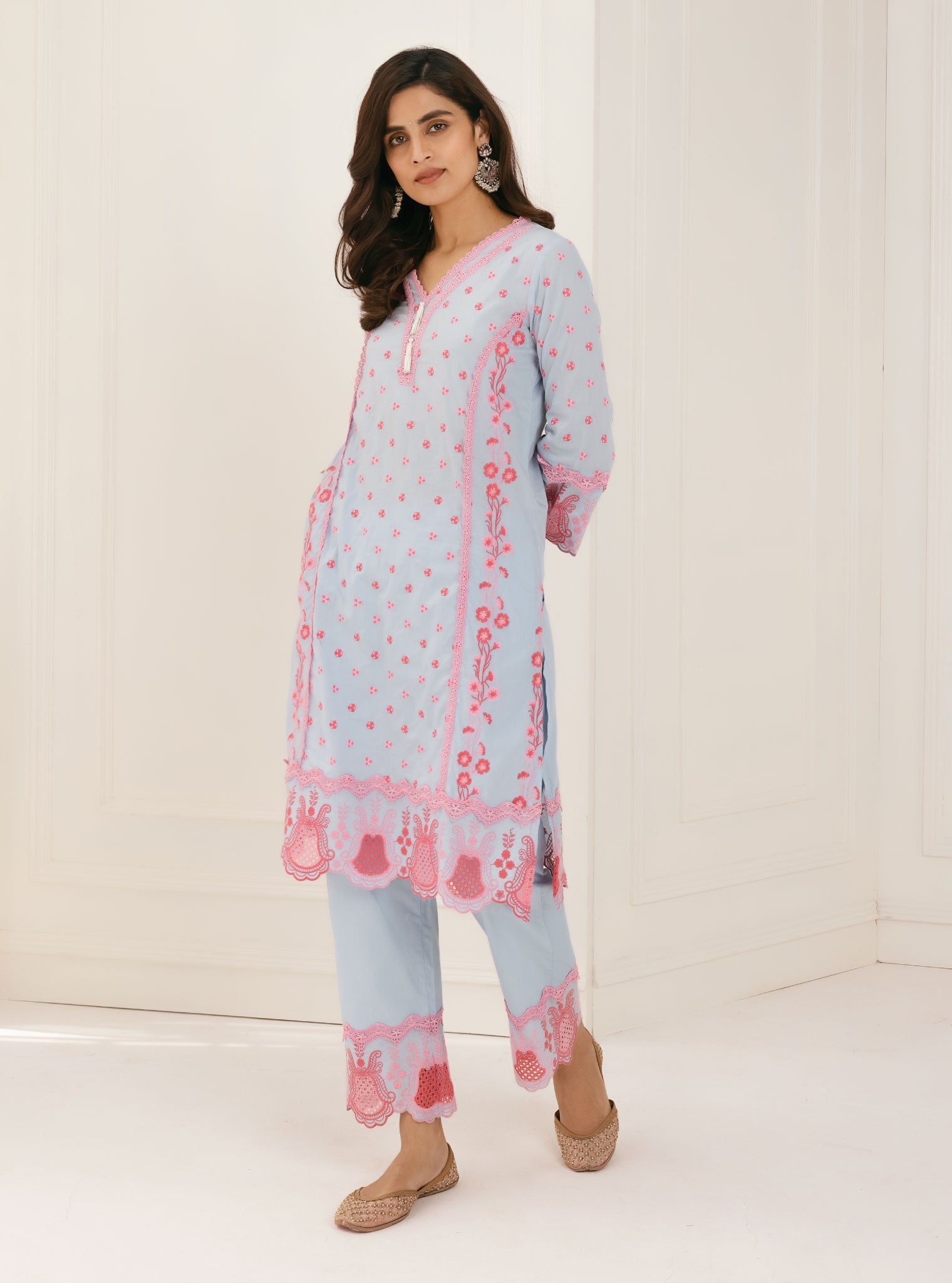 Mulmul Supima Cotton Kalsi Blue Palazzo