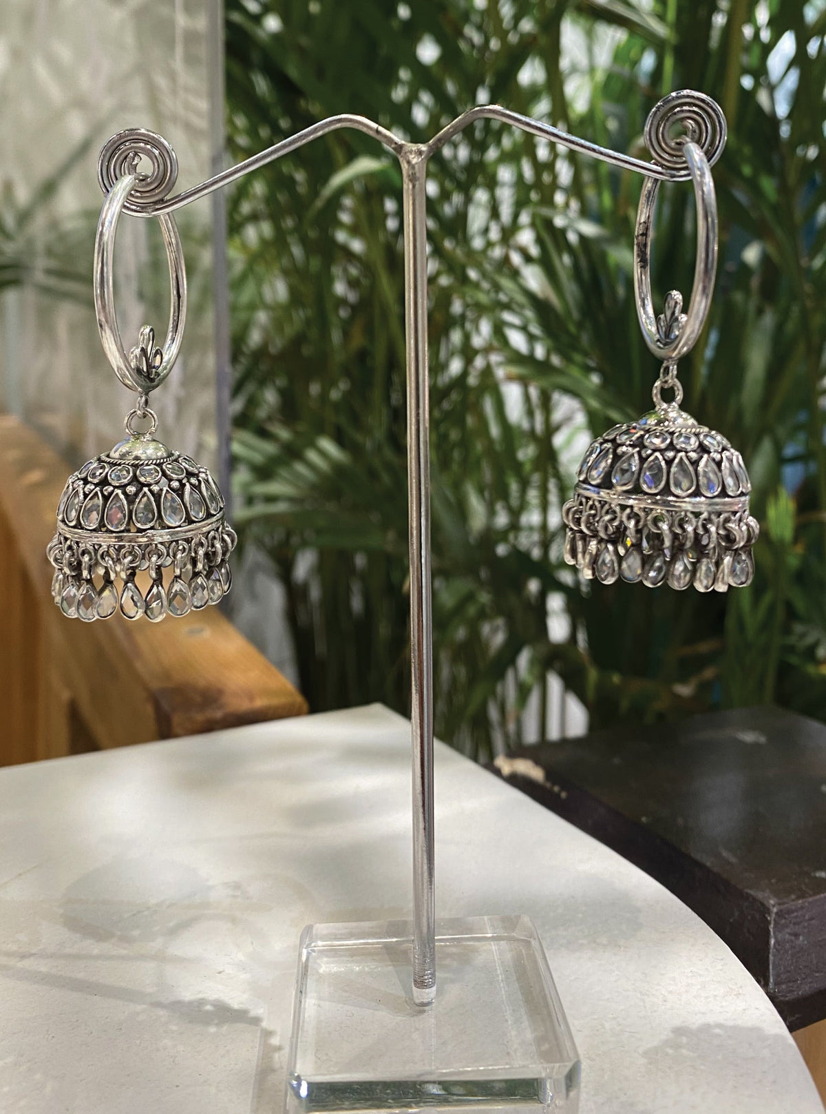 Pure Silver kamal Antique Jhumki Earrings