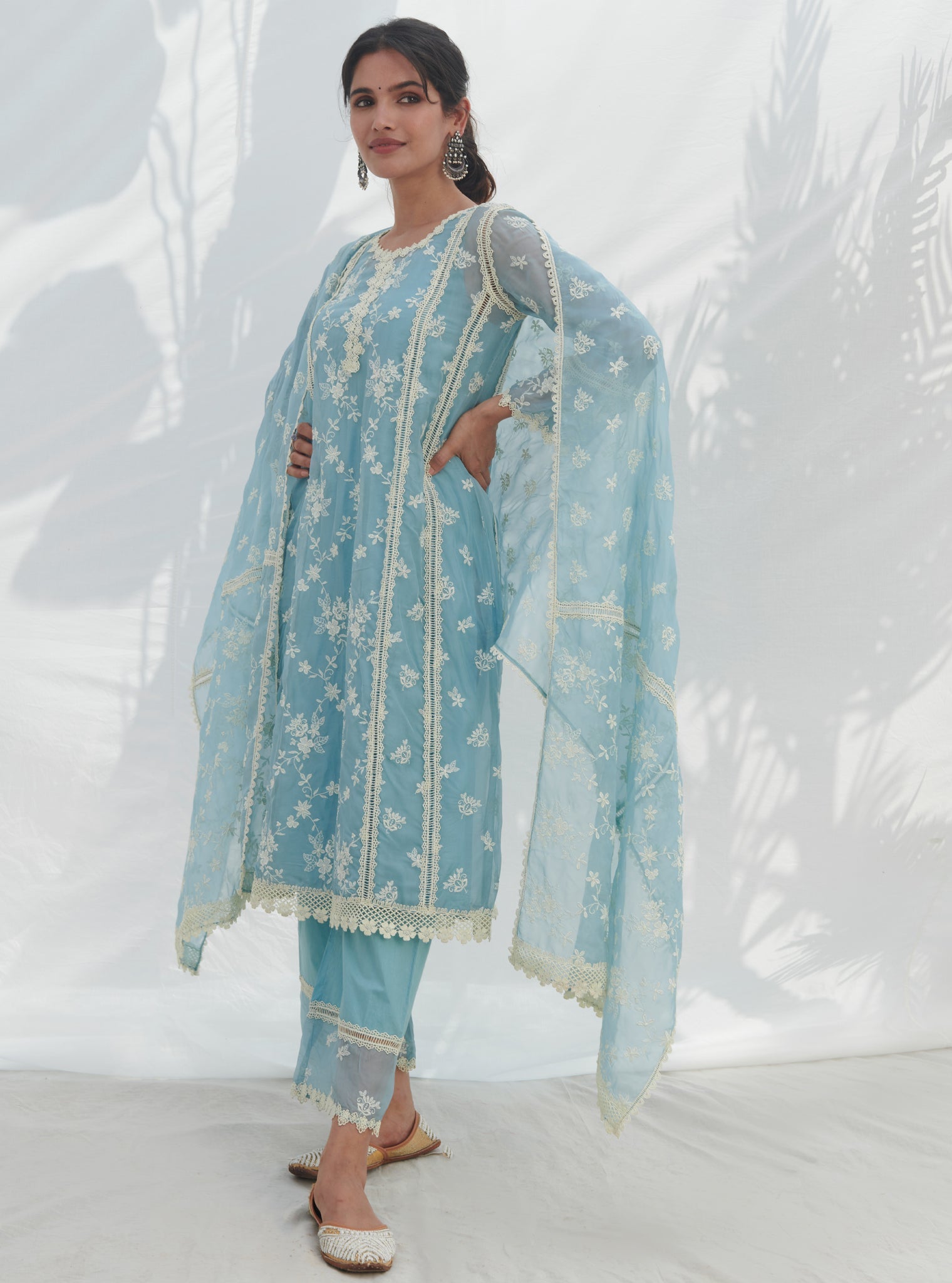 Mulmul Supima Cotton Canca Blue Dupatta