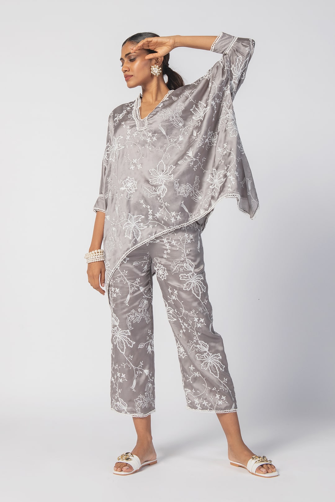 Mulmul Cupro Lonain Grey Top