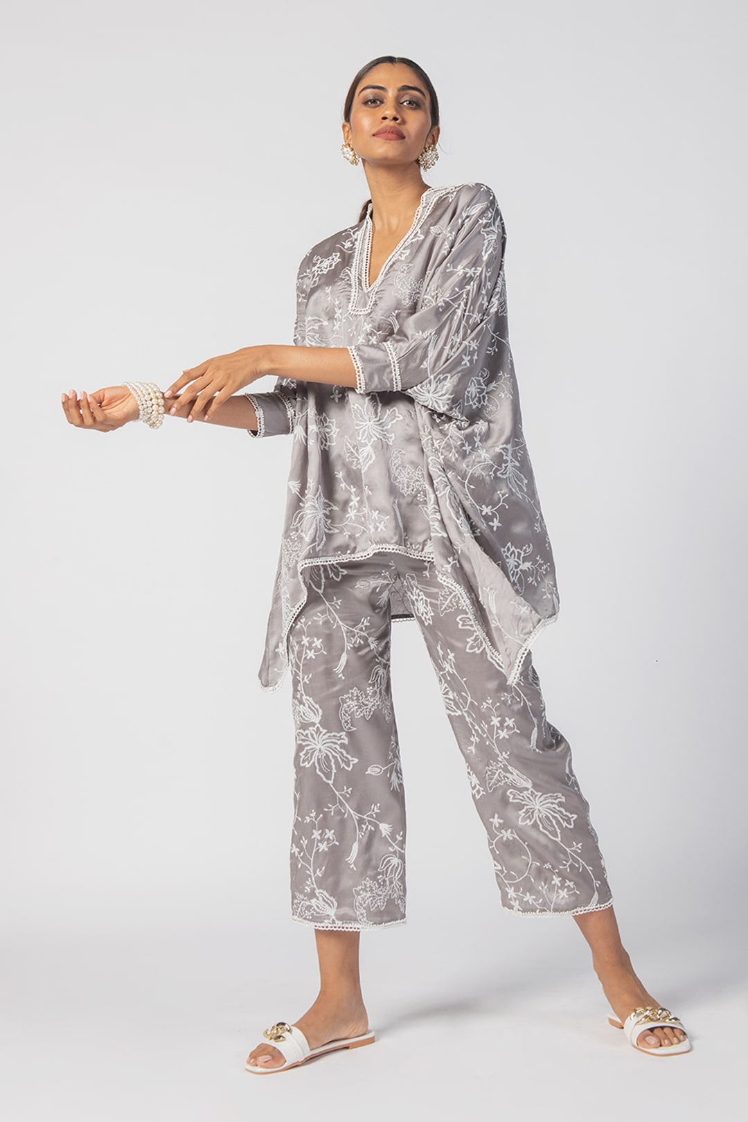 Mulmul Cupro Lonain Grey Top