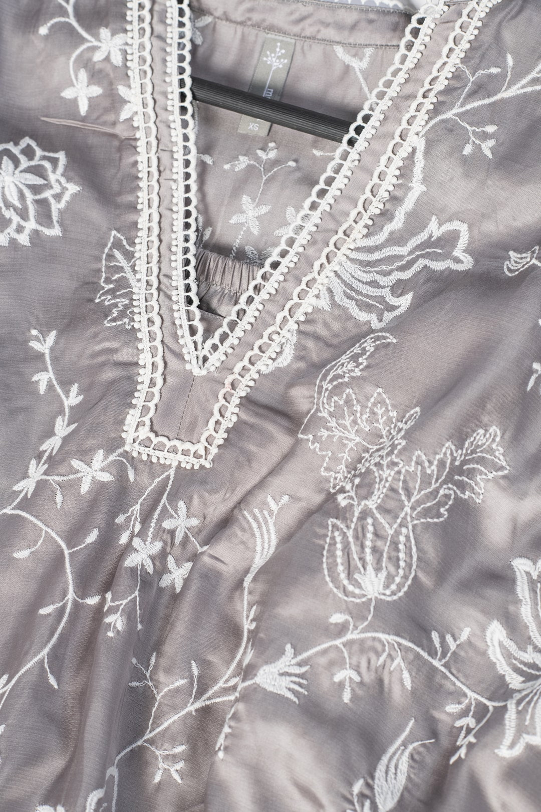 Mulmul Cupro Lonain Grey Top