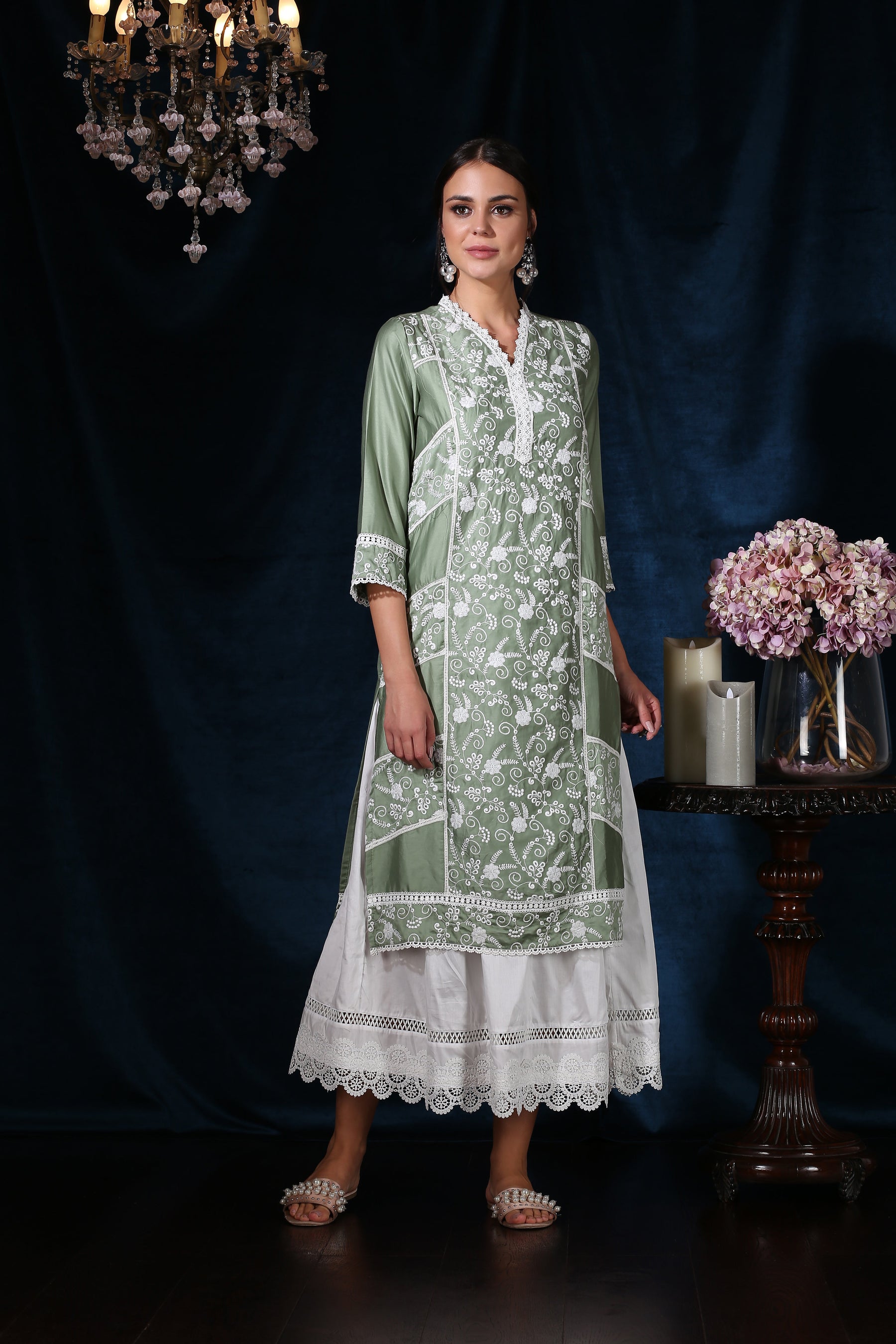 Scarlet Kurta Green