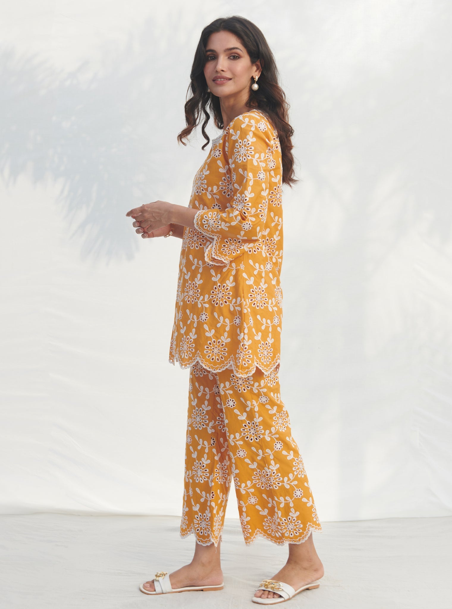 Mulmul Cotton Myrtle Orange Co-ord Set