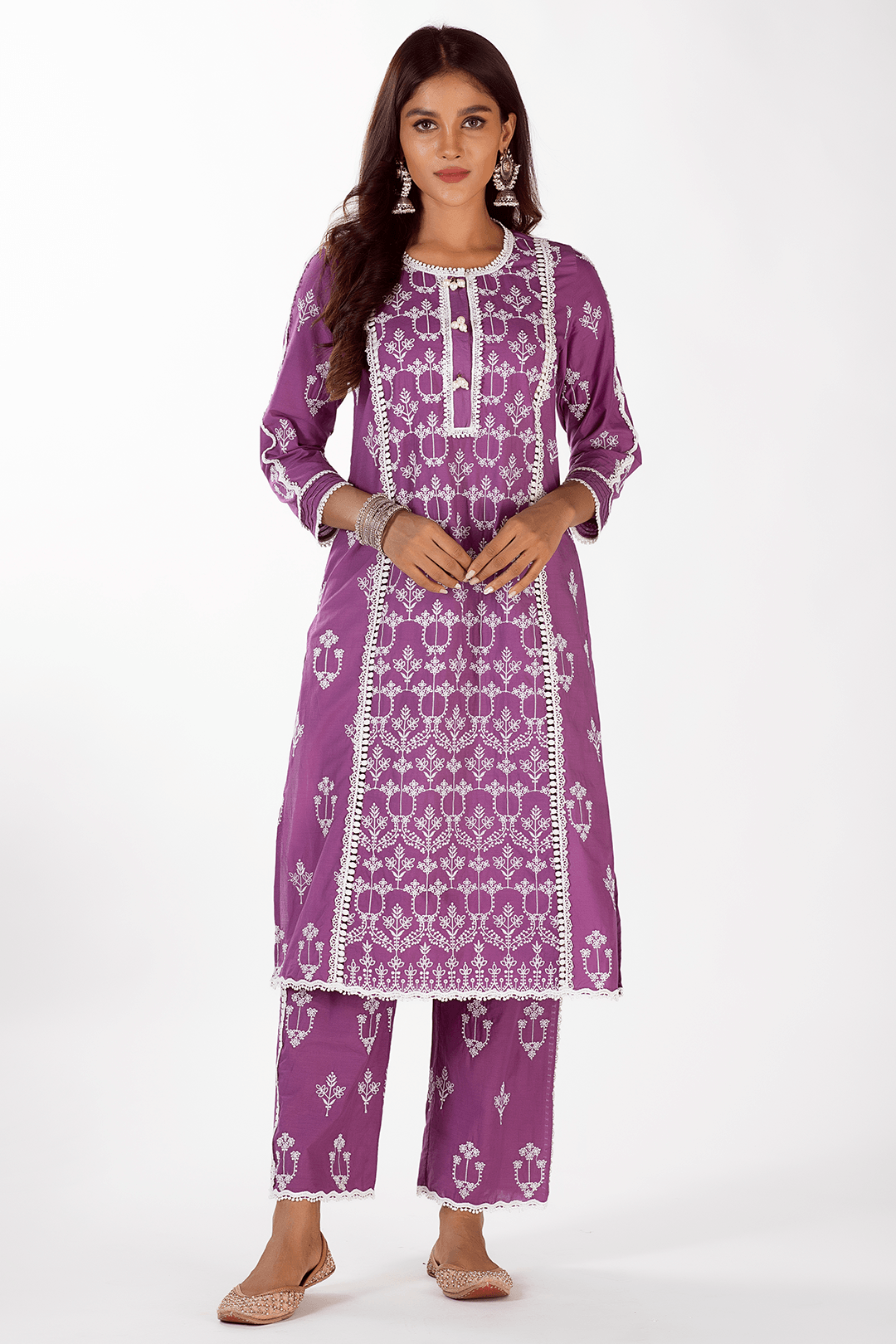 Mulmul Supima Cotton Mae Purple Pyajama