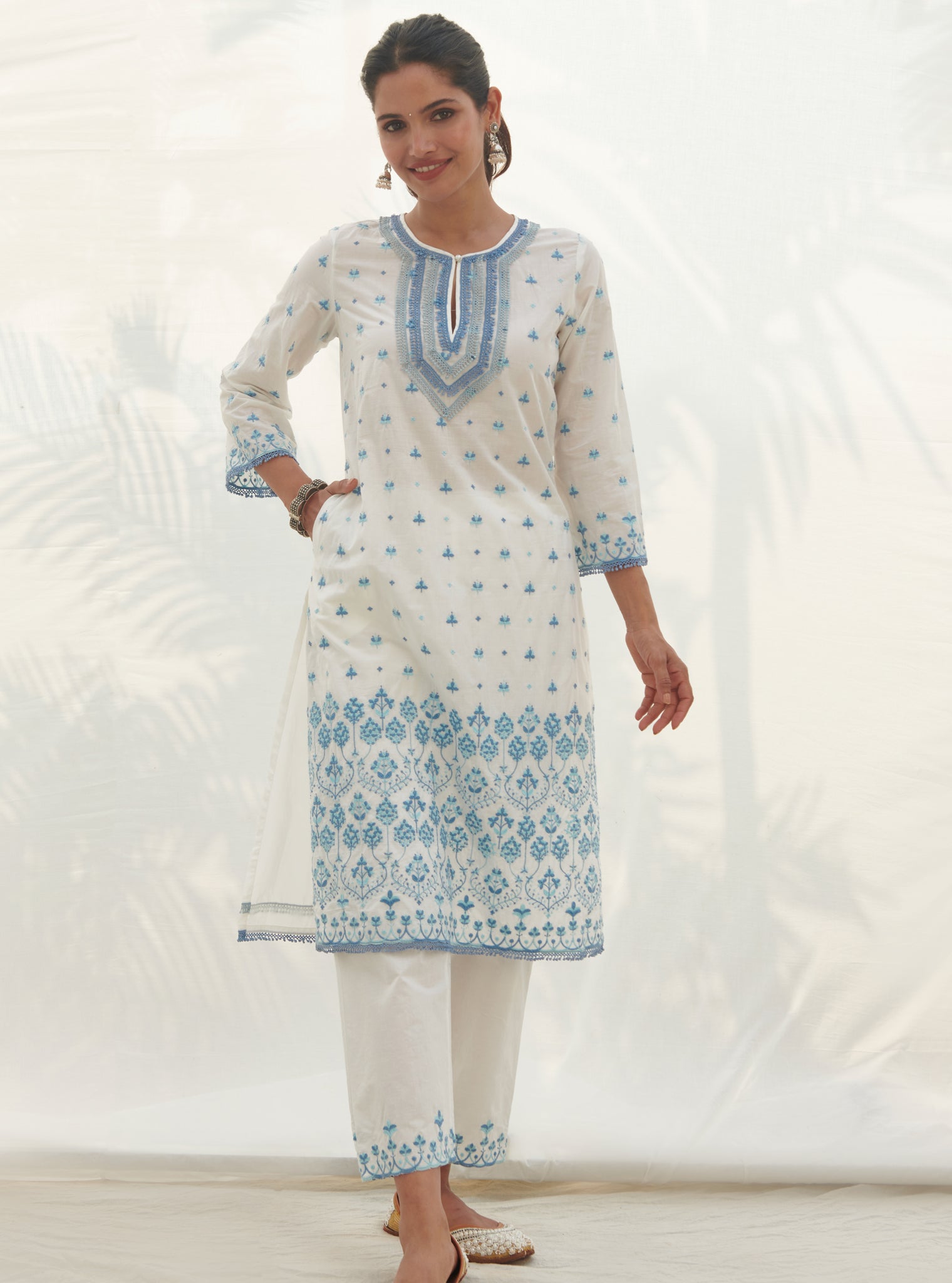 Mulmul Supima Cotton Miramar White kurta