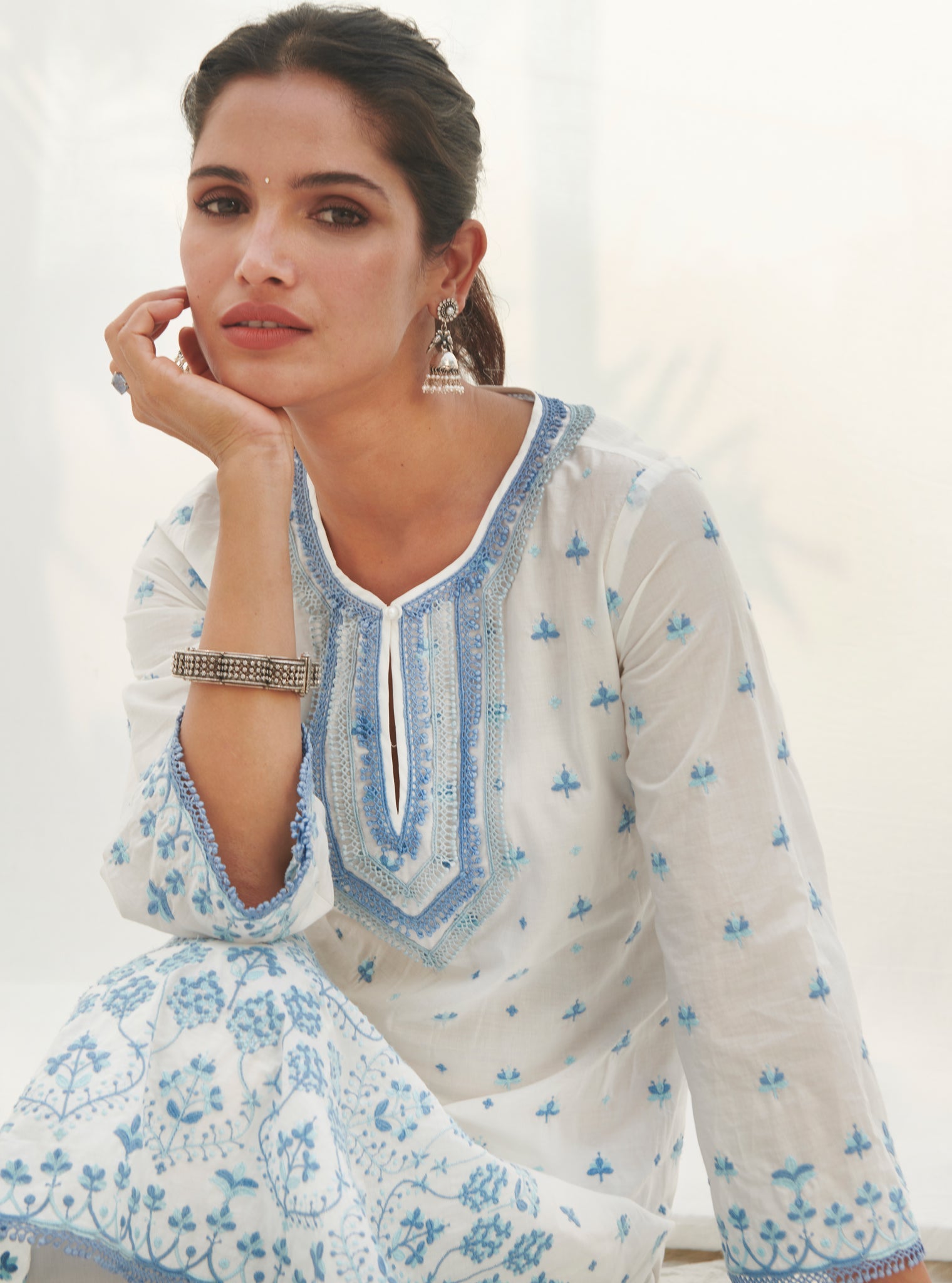 Mulmul Supima Cotton Miramar White kurta